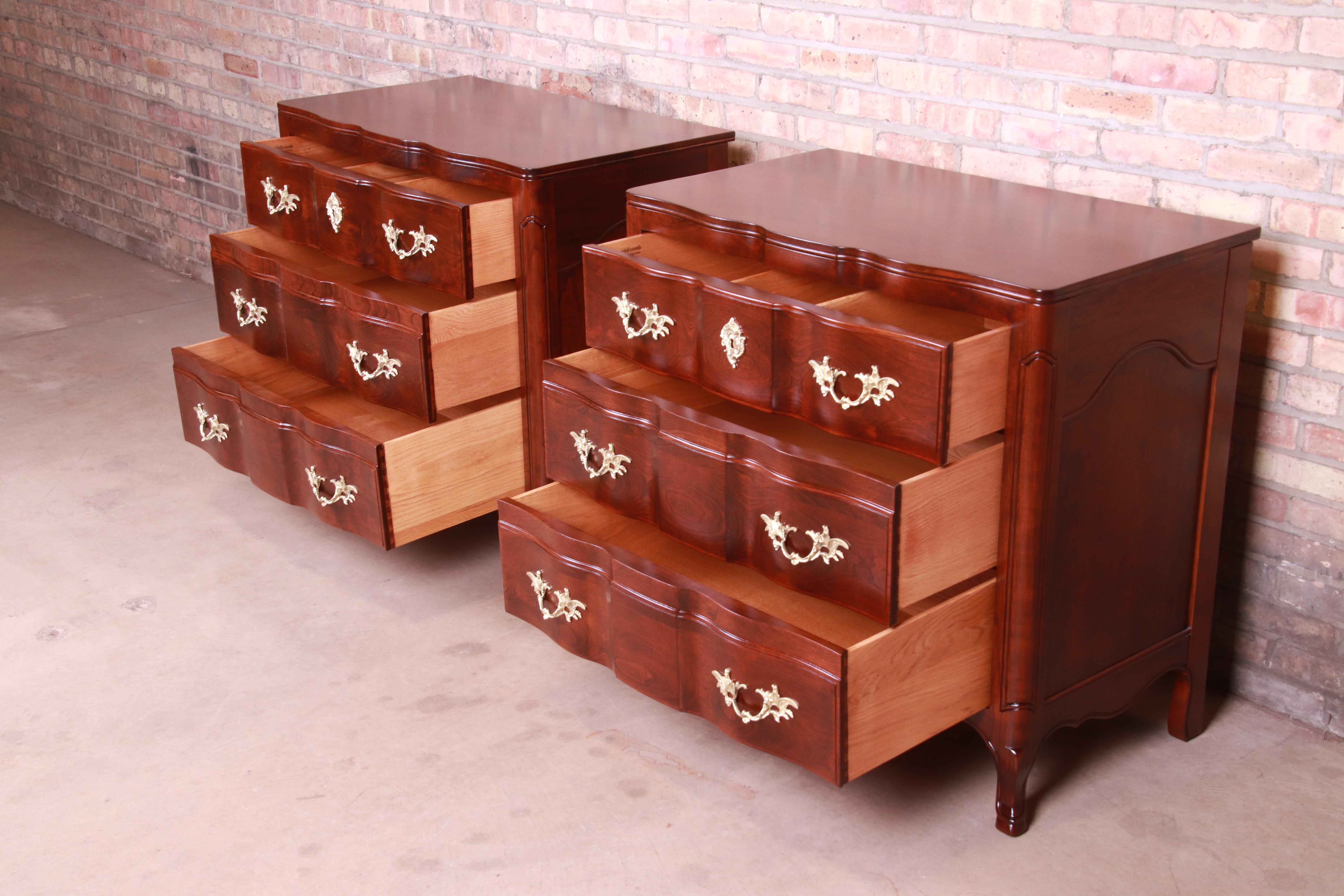 John Widdicomb French Provincial Louis XV Bedside Chests, Newly Refinished For Sale 2