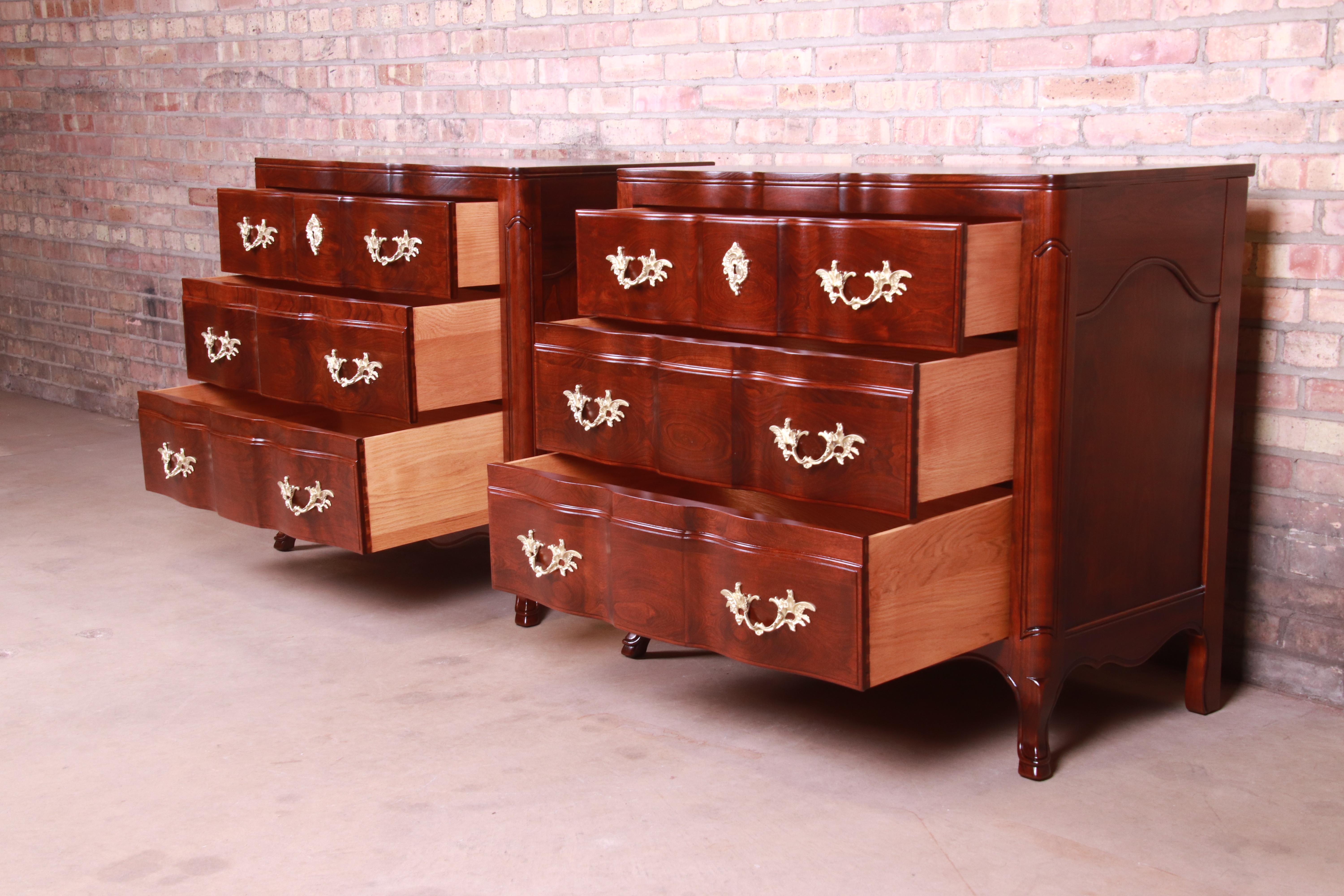 John Widdicomb French Provincial Louis XV Bedside Chests, Newly Refinished For Sale 3