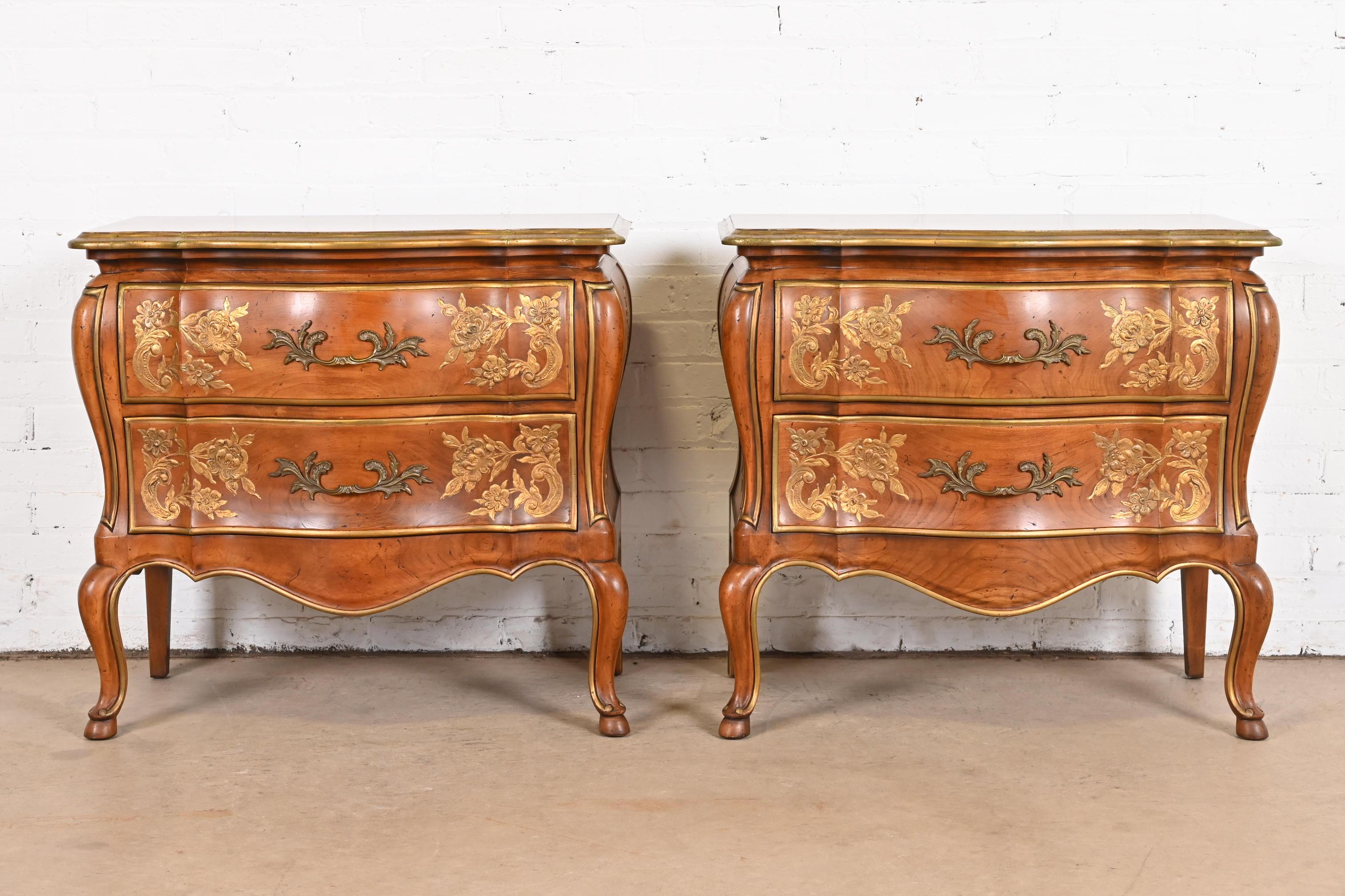 American John Widdicomb French Provincial Louis XV Bombay Form Cherry Wood Nightstands For Sale