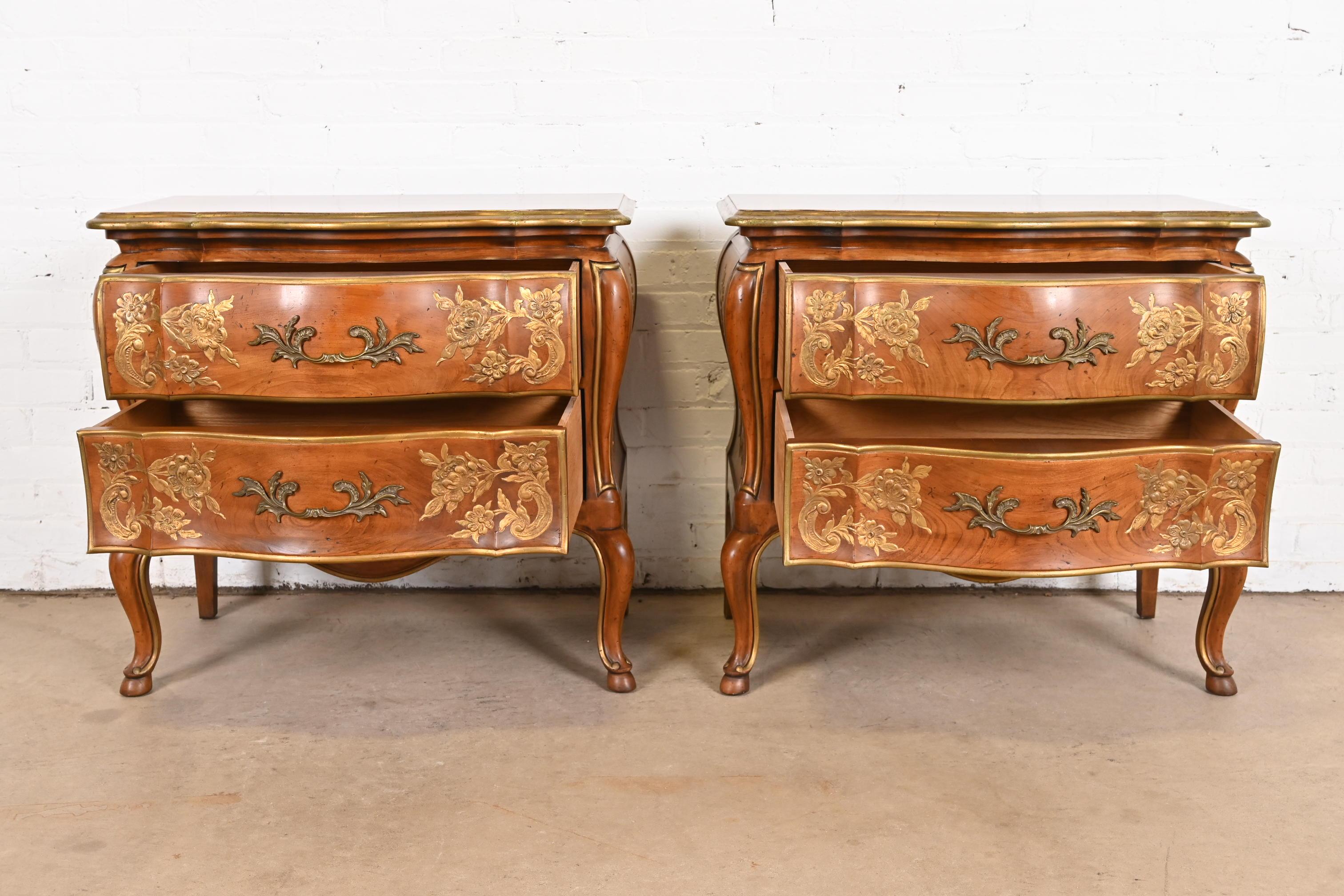John Widdicomb French Provincial Louis XV Bombay Form Cherry Wood Nightstands For Sale 1