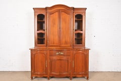 John Widdicomb French Provincial Louis XV Carved Cherry Wood Breakfront Bookcase