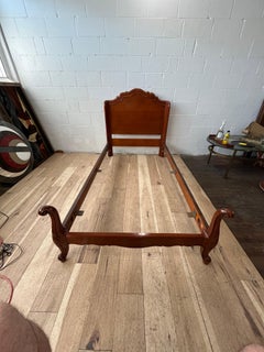 John Widdicomb French Provincial Louis XV Carved Cherry Wood Twin Bed
