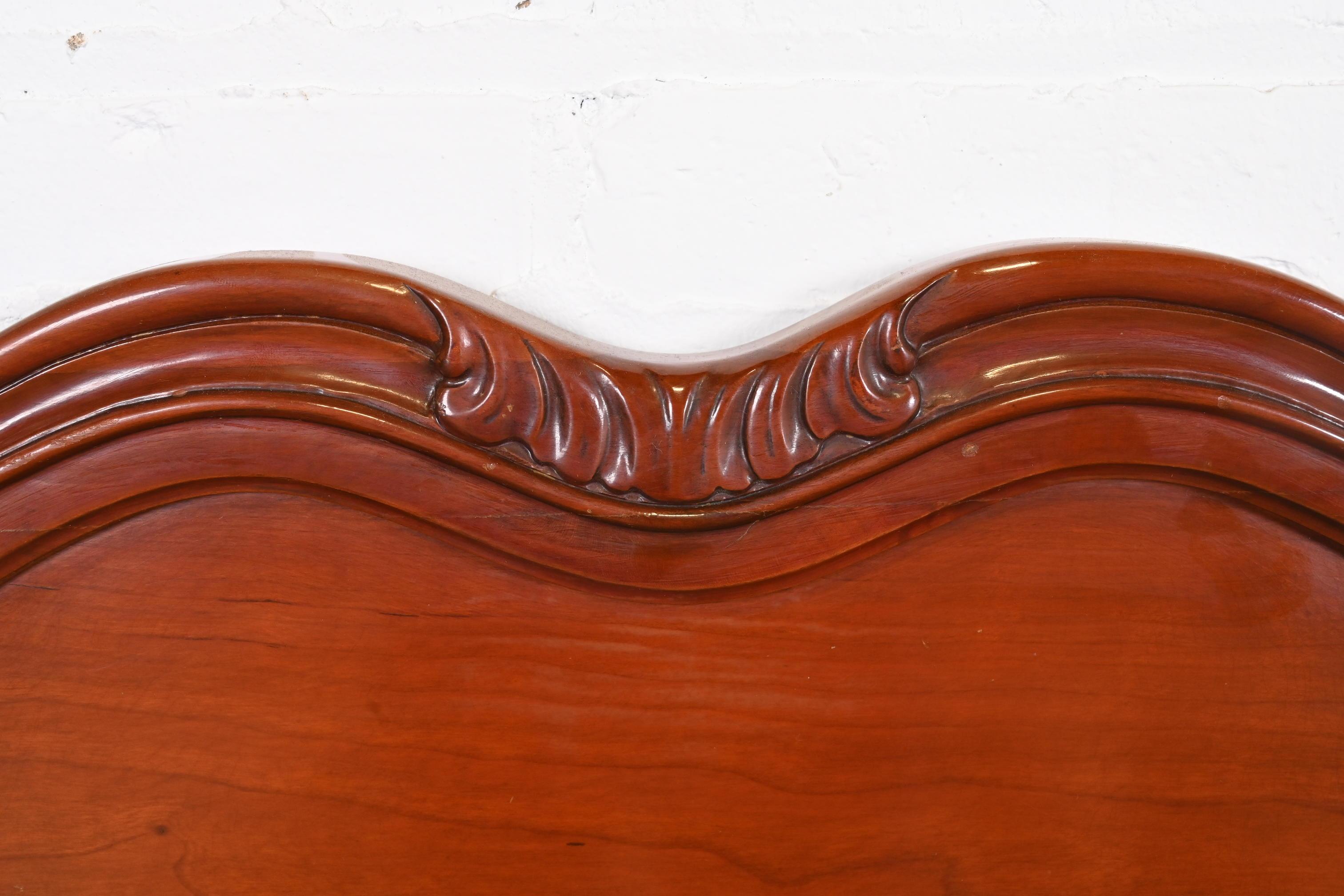 John Widdicomb French Provincial Louis XV Carved Cherry Wood Twin Beds, Pair 3