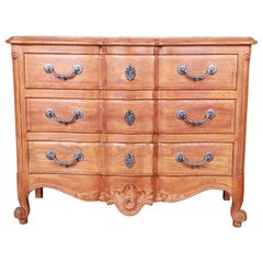 Vintage John Widdicomb French Provincial Louis XV Carved Oak Commode or Chest of Drawers