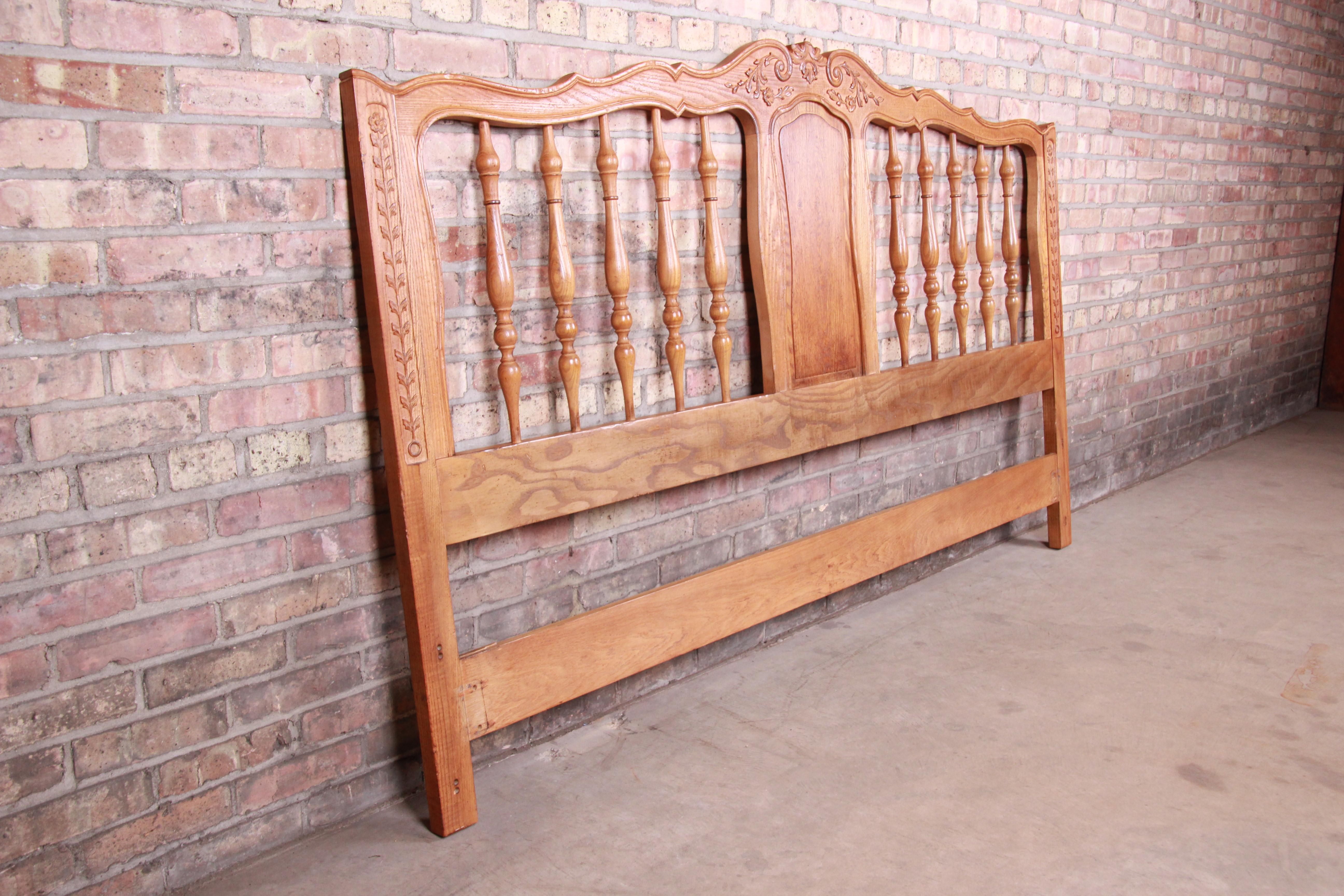 American John Widdicomb French Provincial Louis XV Carved Oak King Size Headboard