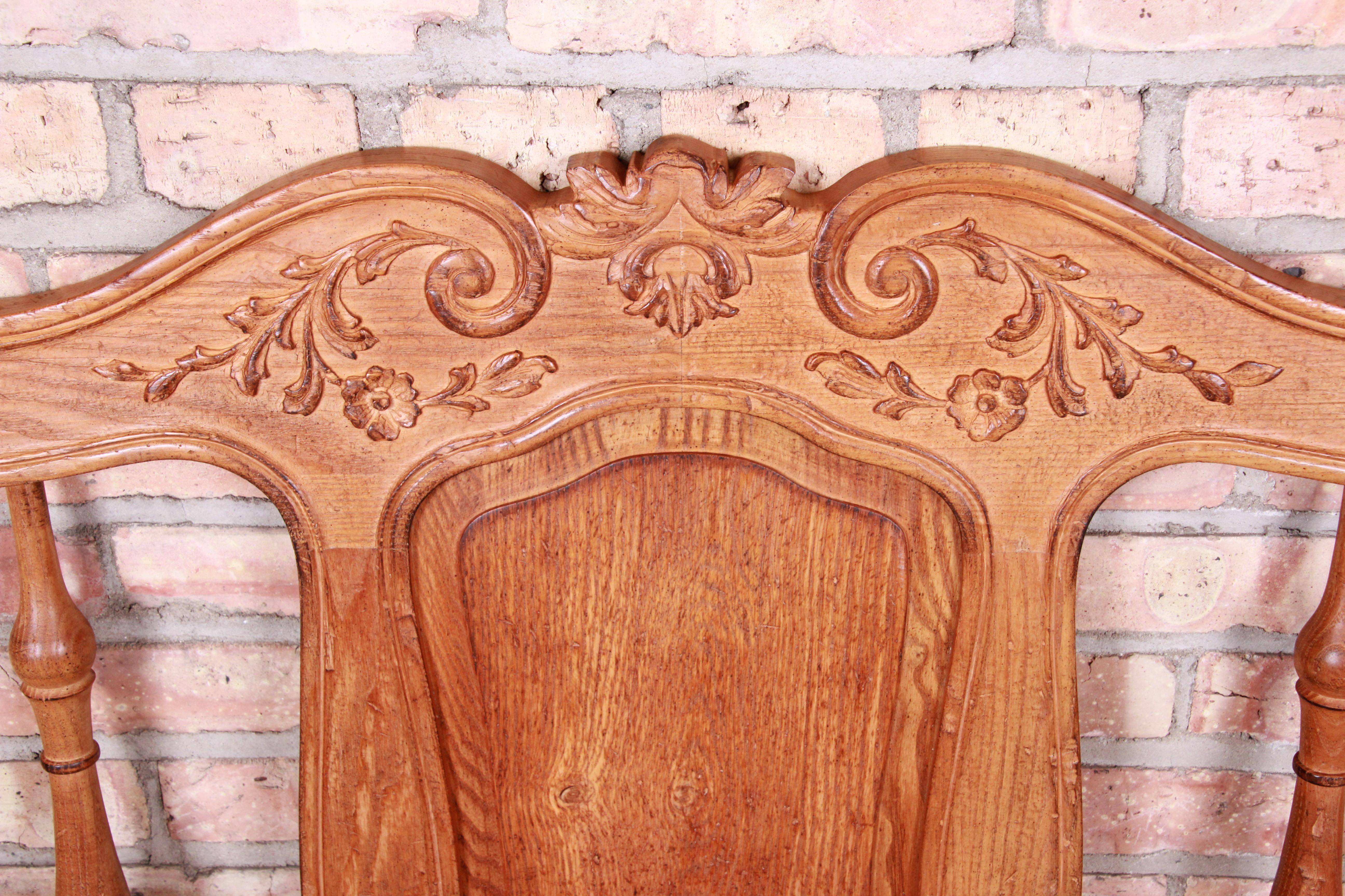 John Widdicomb French Provincial Louis XV Carved Oak King Size Headboard In Good Condition In South Bend, IN