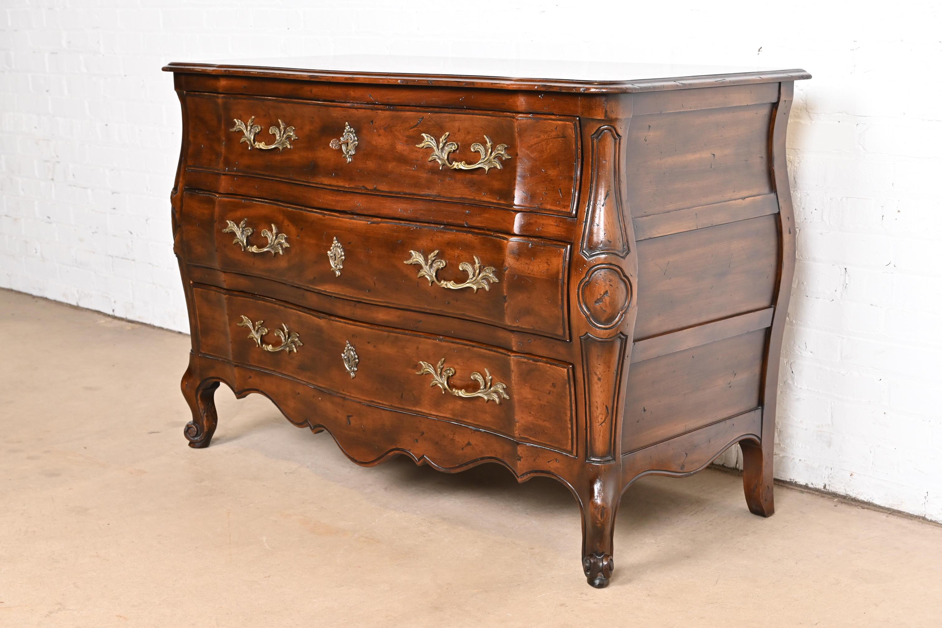 John Widdicomb French Provincial Louis XV Carved Walnut Chest of Drawers In Good Condition In South Bend, IN