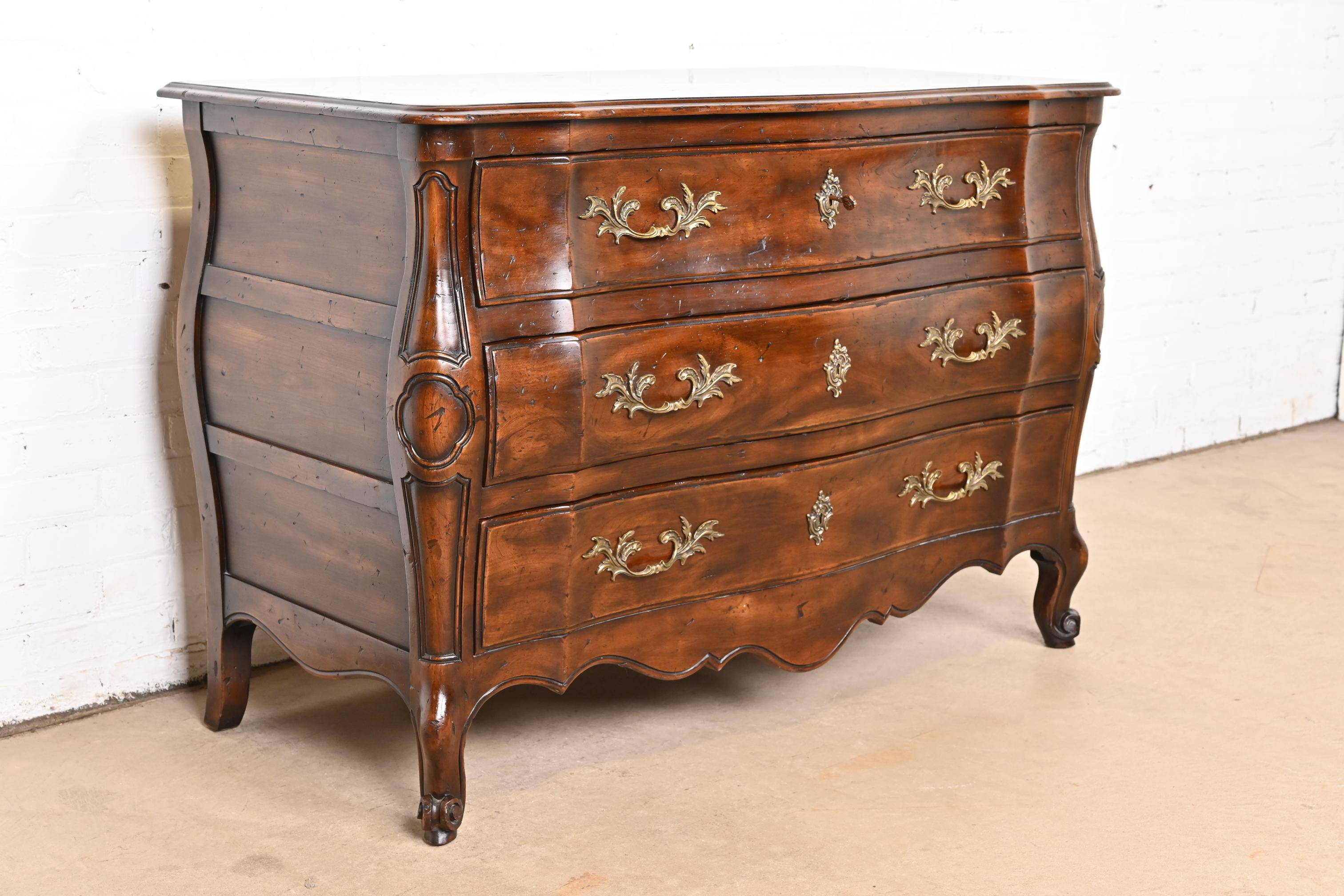 Mid-20th Century John Widdicomb French Provincial Louis XV Carved Walnut Chest of Drawers
