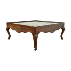 John Widdicomb French Provincial Louis XV Carved Walnut Parquet Top Coffee Table