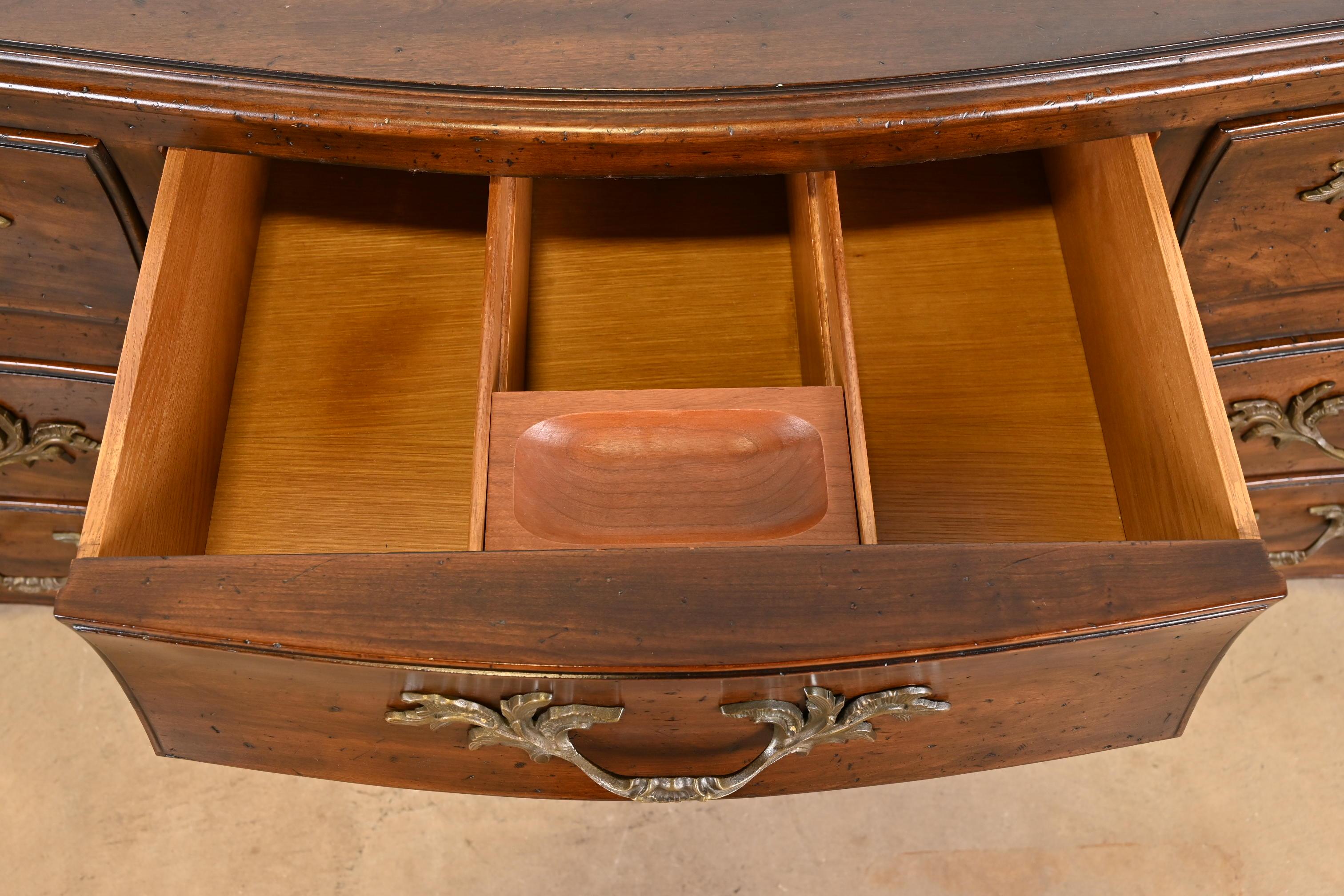 John Widdicomb French Provincial Louis XV Carved Walnut Triple Dresser, 1960s For Sale 4