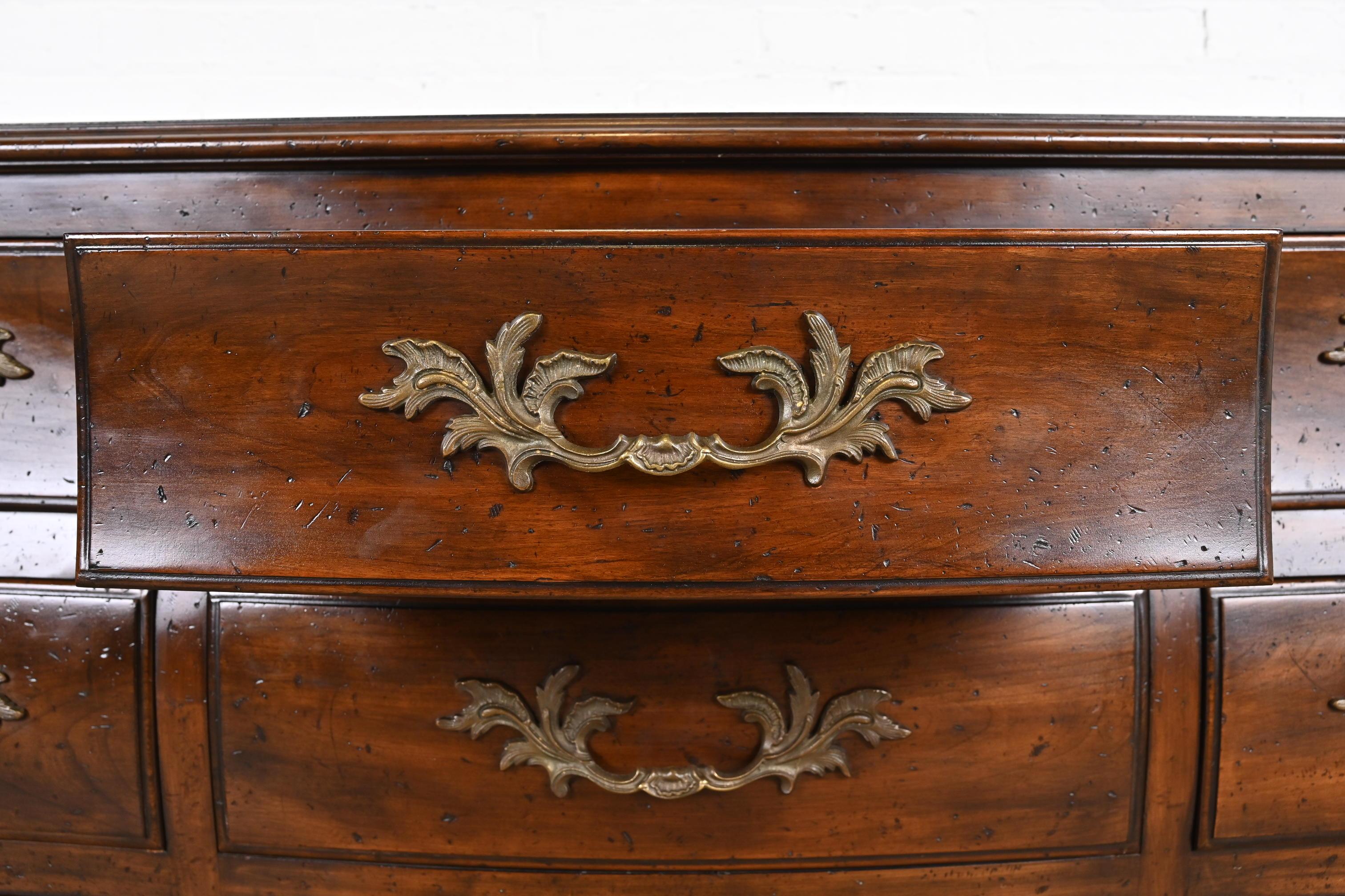 John Widdicomb French Provincial Louis XV Carved Walnut Triple Dresser, 1960s For Sale 5