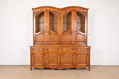 John Widdicomb French Provincial Louis XV Cherry Breakfront Bookcase Cabinet
