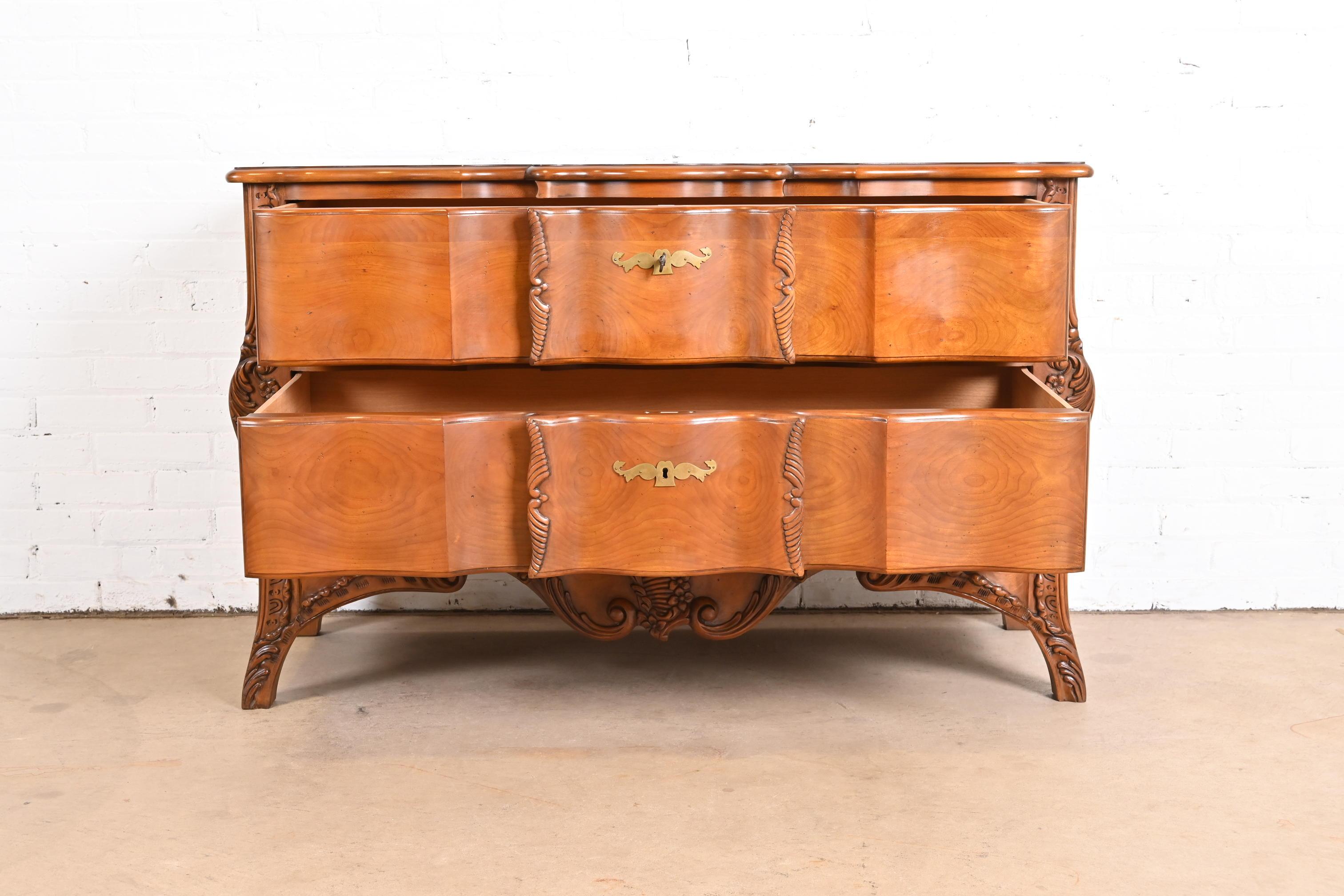 John Widdicomb French Provincial Louis XV Cherry Commode or Chest of Drawers For Sale 4