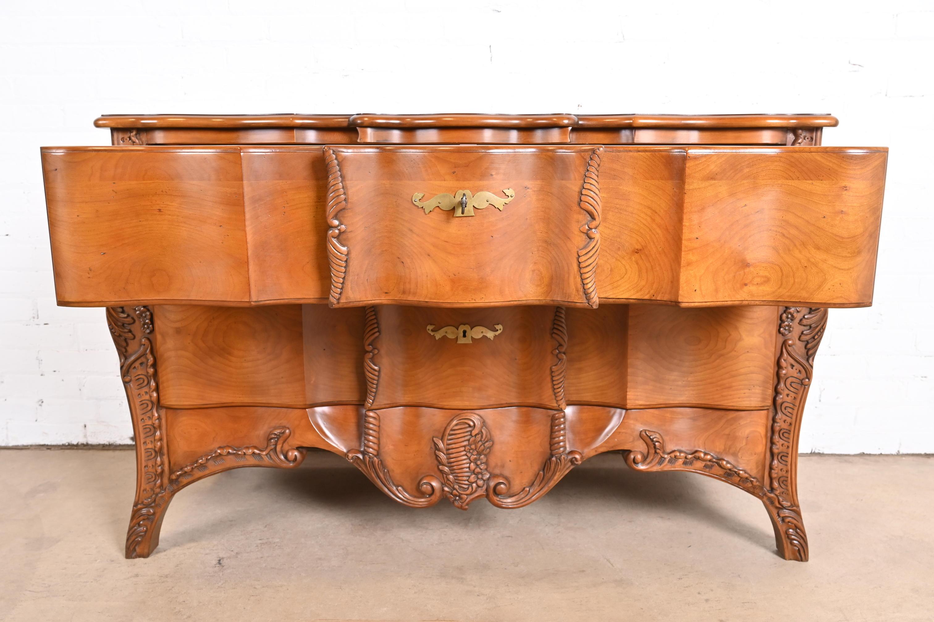 John Widdicomb French Provincial Louis XV Cherry Commode or Chest of Drawers For Sale 8