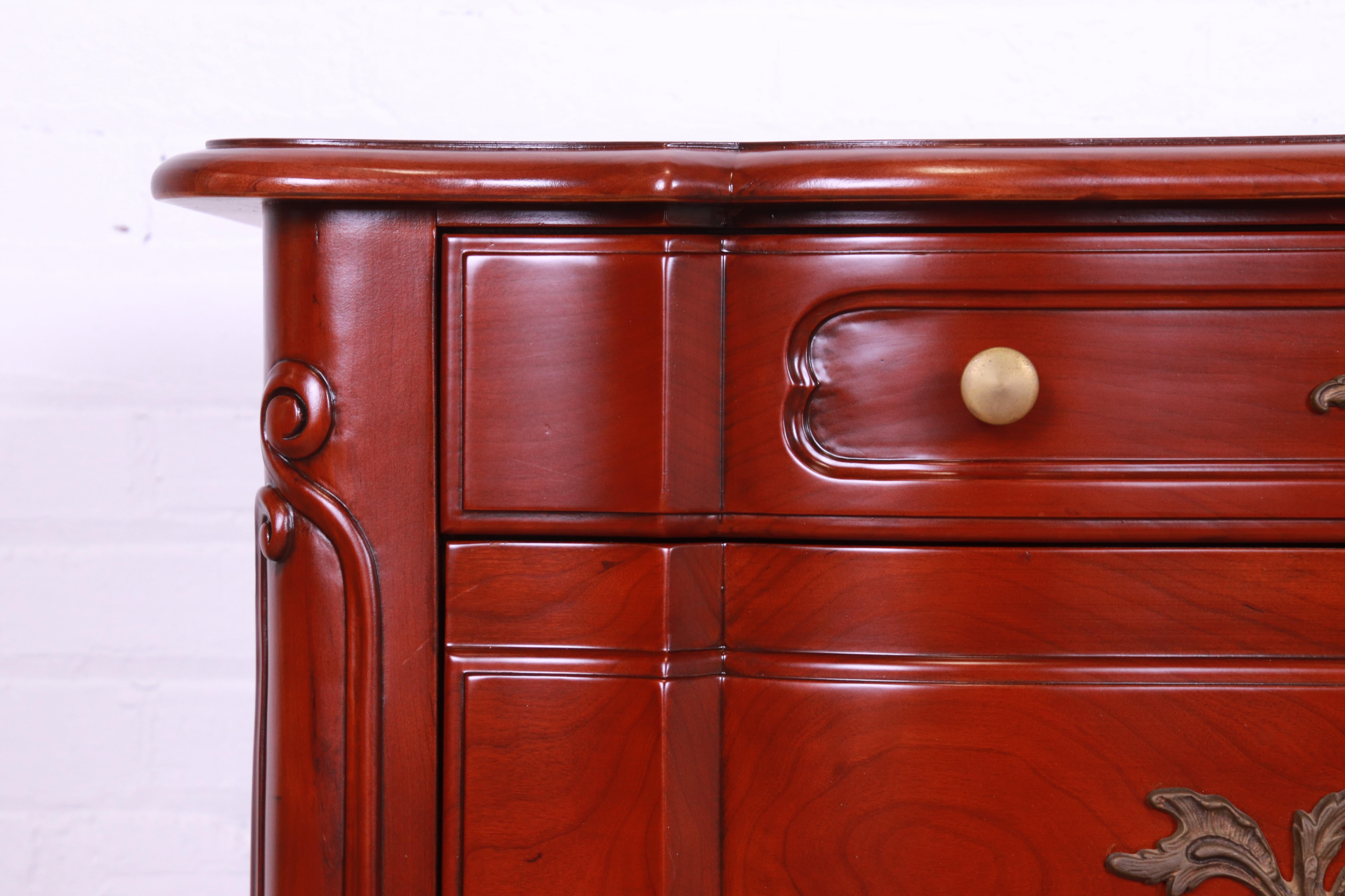 John Widdicomb French Provincial Louis XV Cherry Wood Dresser, Newly Refinished For Sale 3