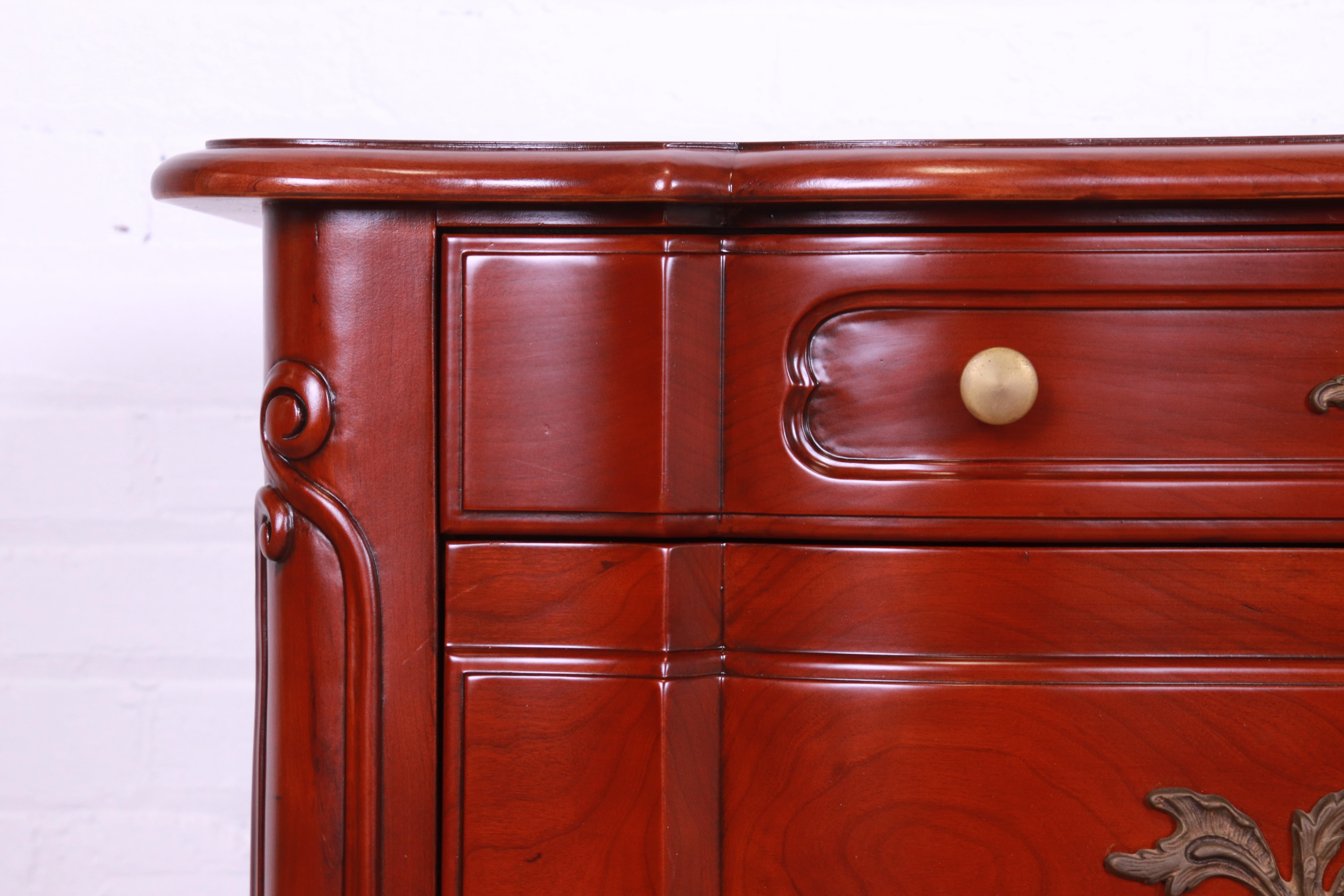 John Widdicomb French Provincial Louis XV Cherry Wood Dresser, Newly Refinished For Sale 3