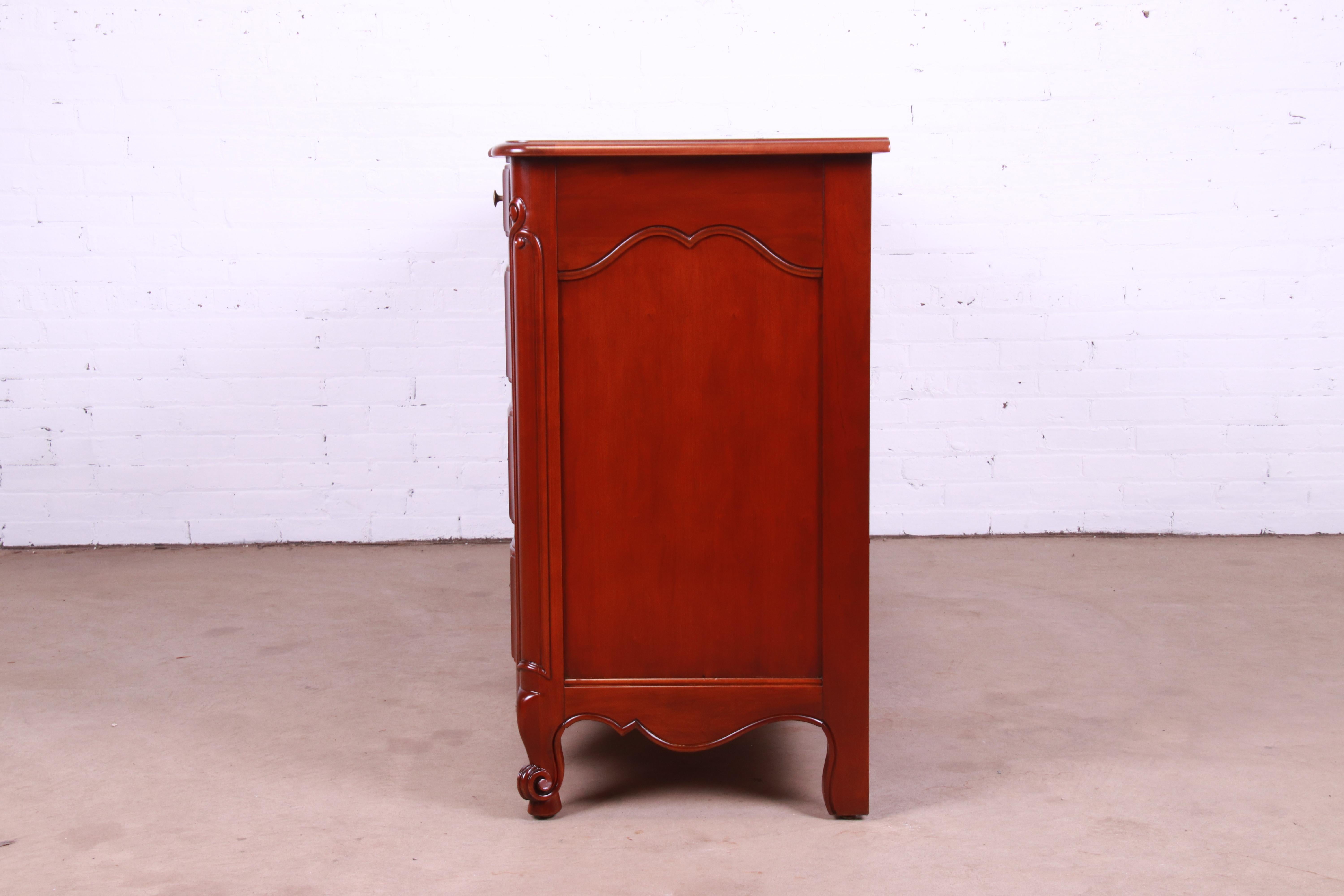 John Widdicomb French Provincial Louis XV Cherry Wood Dresser, Newly Refinished For Sale 5