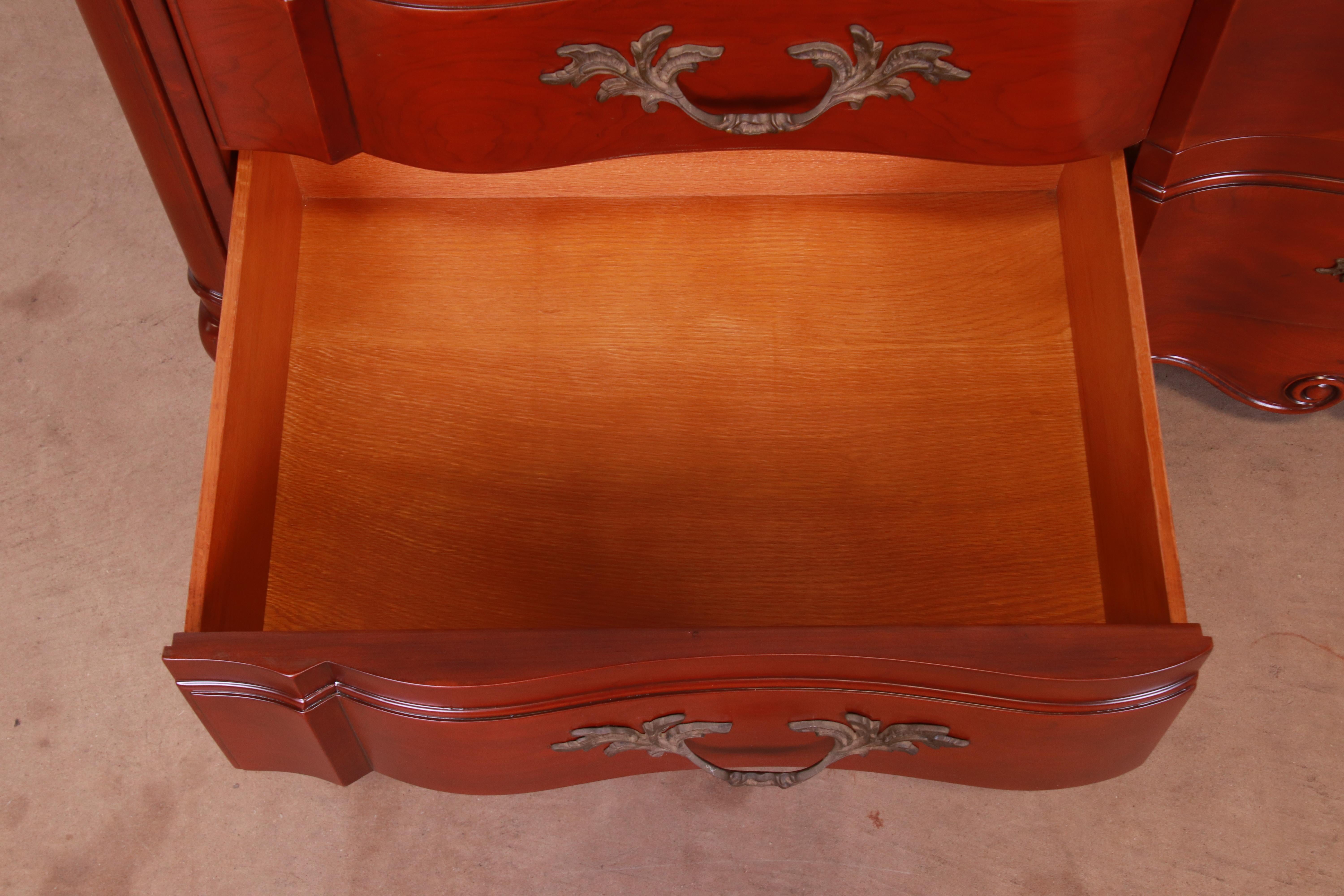 John Widdicomb French Provincial Louis XV Cherry Wood Dresser, Newly Refinished For Sale 1