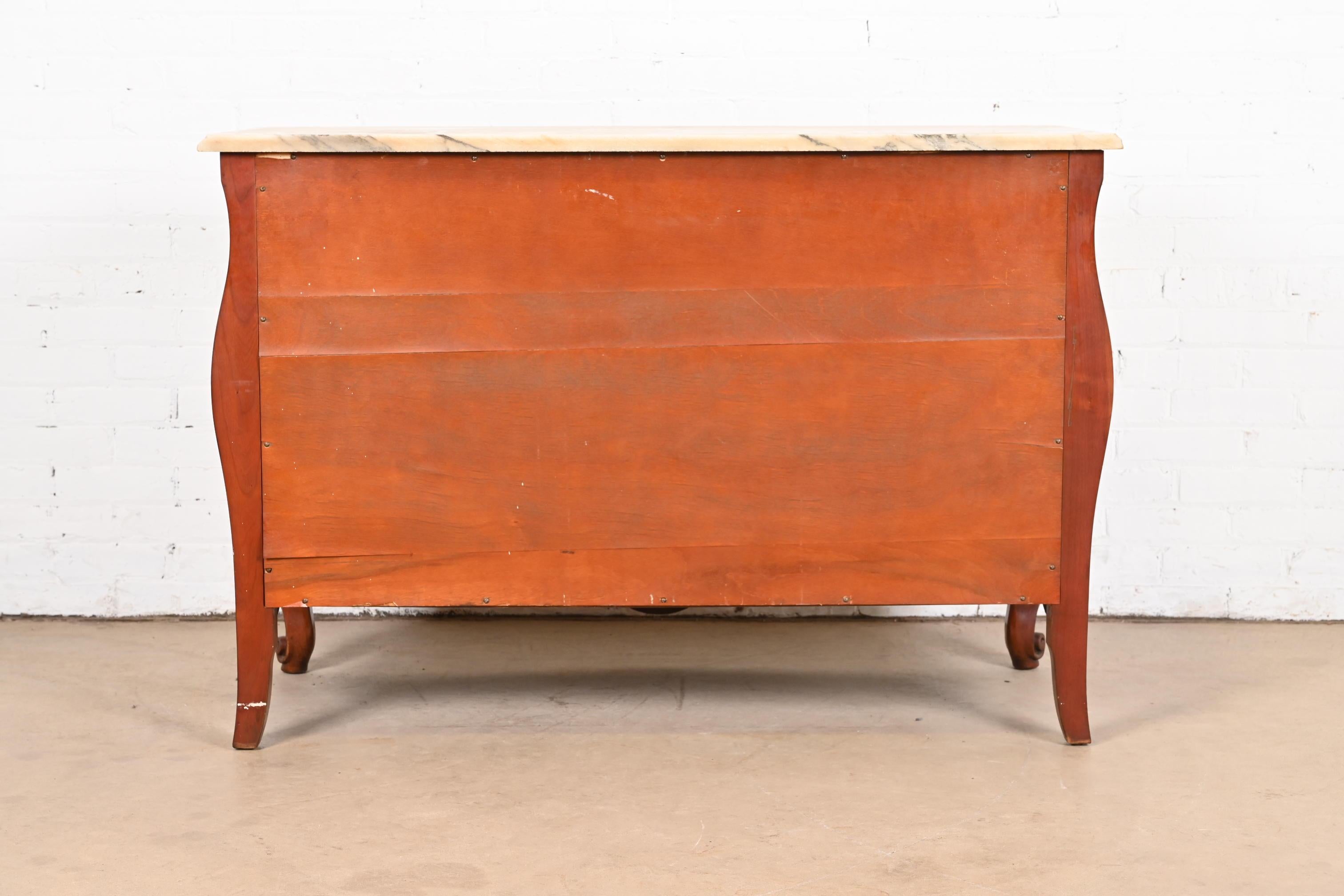 John Widdicomb French Provincial Louis XV Cherry Wood Marble Top Dresser Chest For Sale 9