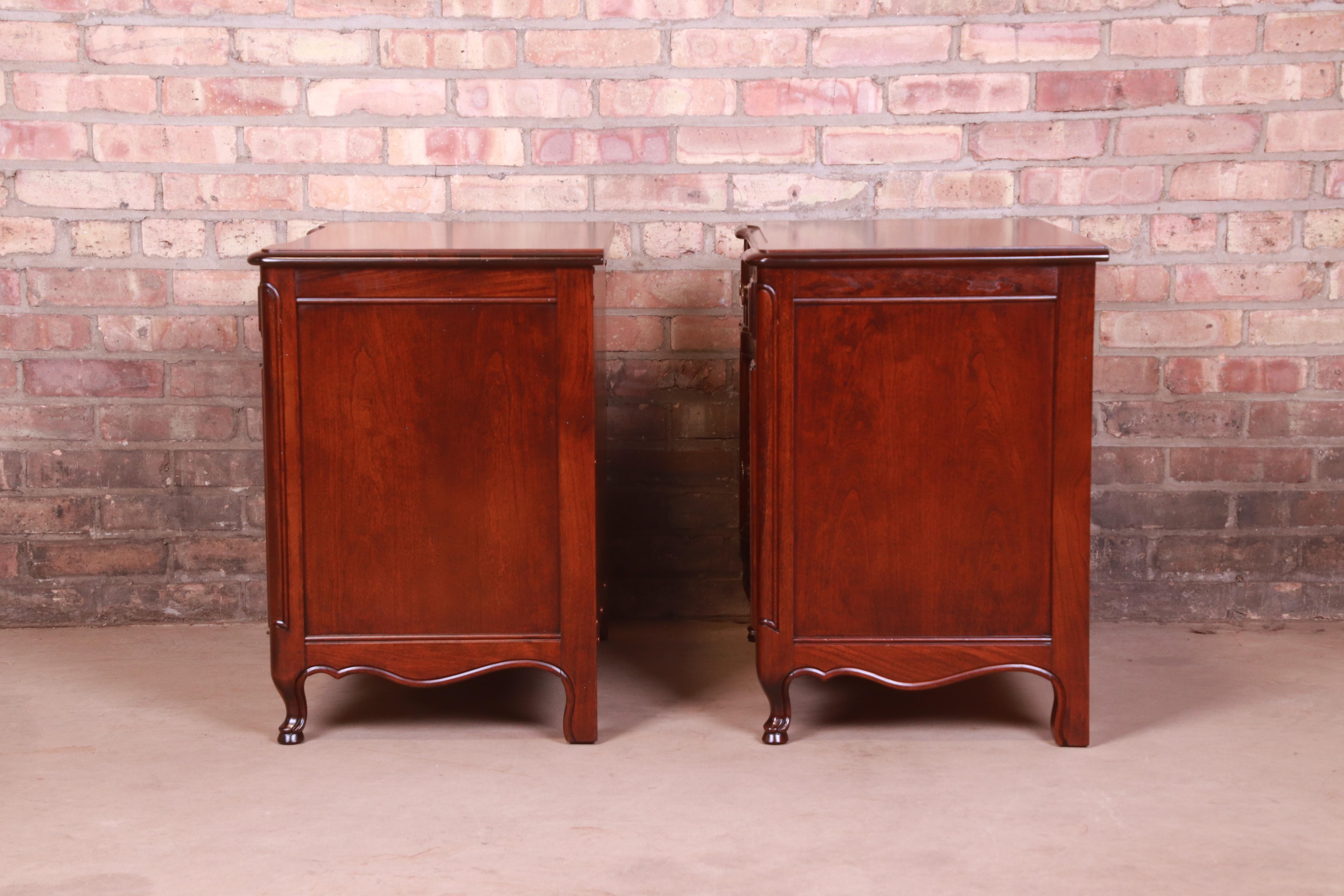 John Widdicomb French Provincial Louis XV Cherry Wood Nightstands, Refinished 6