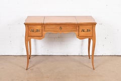 John Widdicomb French Provincial Louis XV Cherry Wood Vanity With Flip Up Mirror