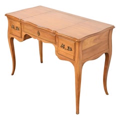 John Widdicomb French Provincial Louis XV Cherry Wood Vanity With Flip Up Mirror
