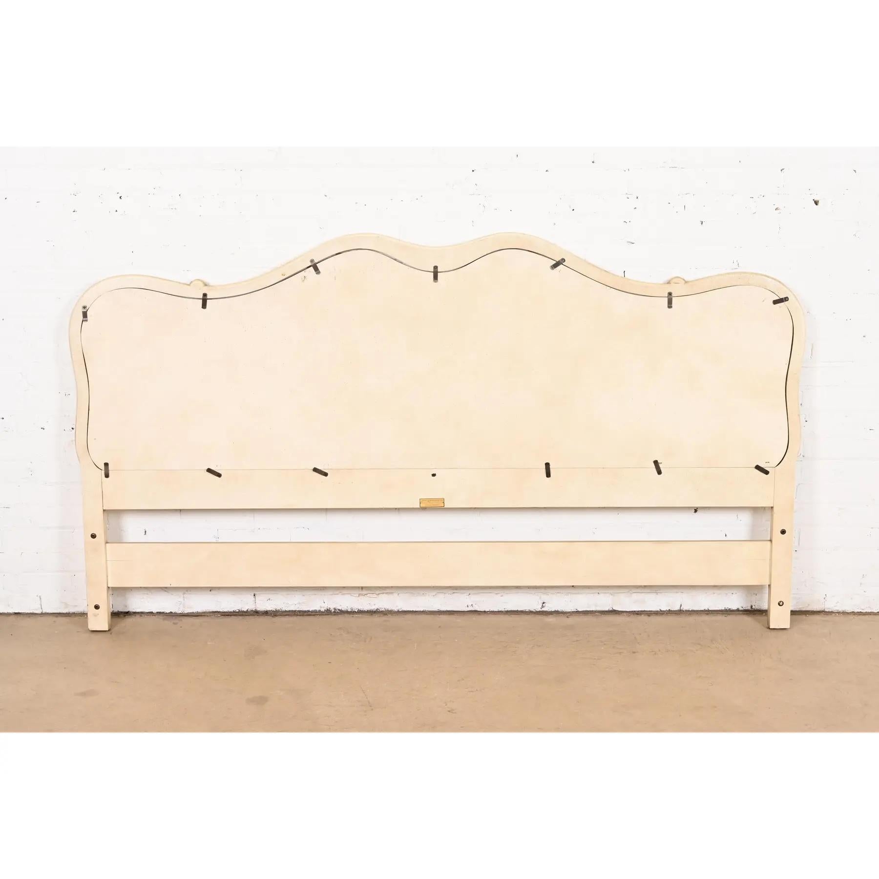 John Widdicomb French Provincial Louis XV Cream Lacquered King Size Headboard 4