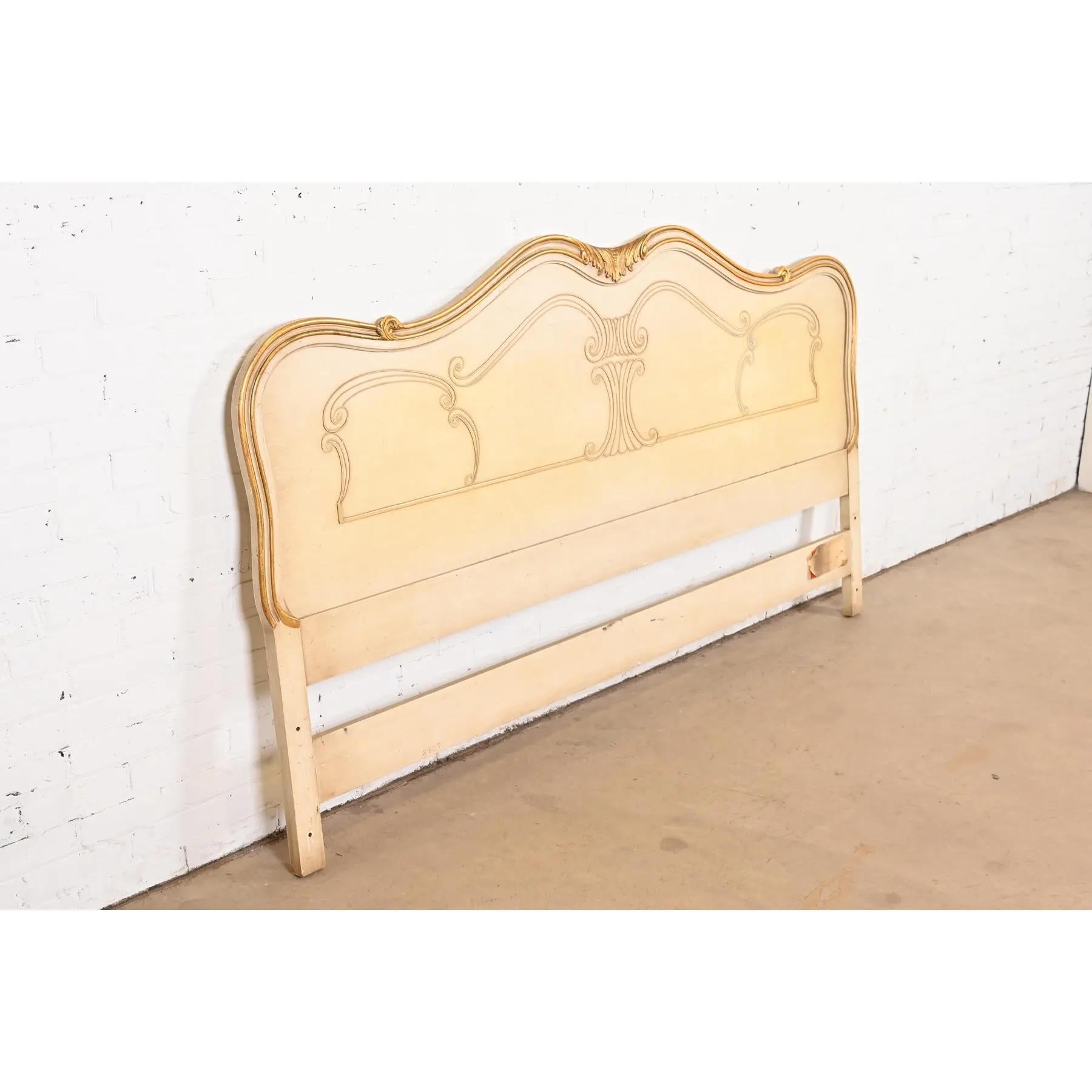 Mid-20th Century John Widdicomb French Provincial Louis XV Cream Lacquered King Size Headboard