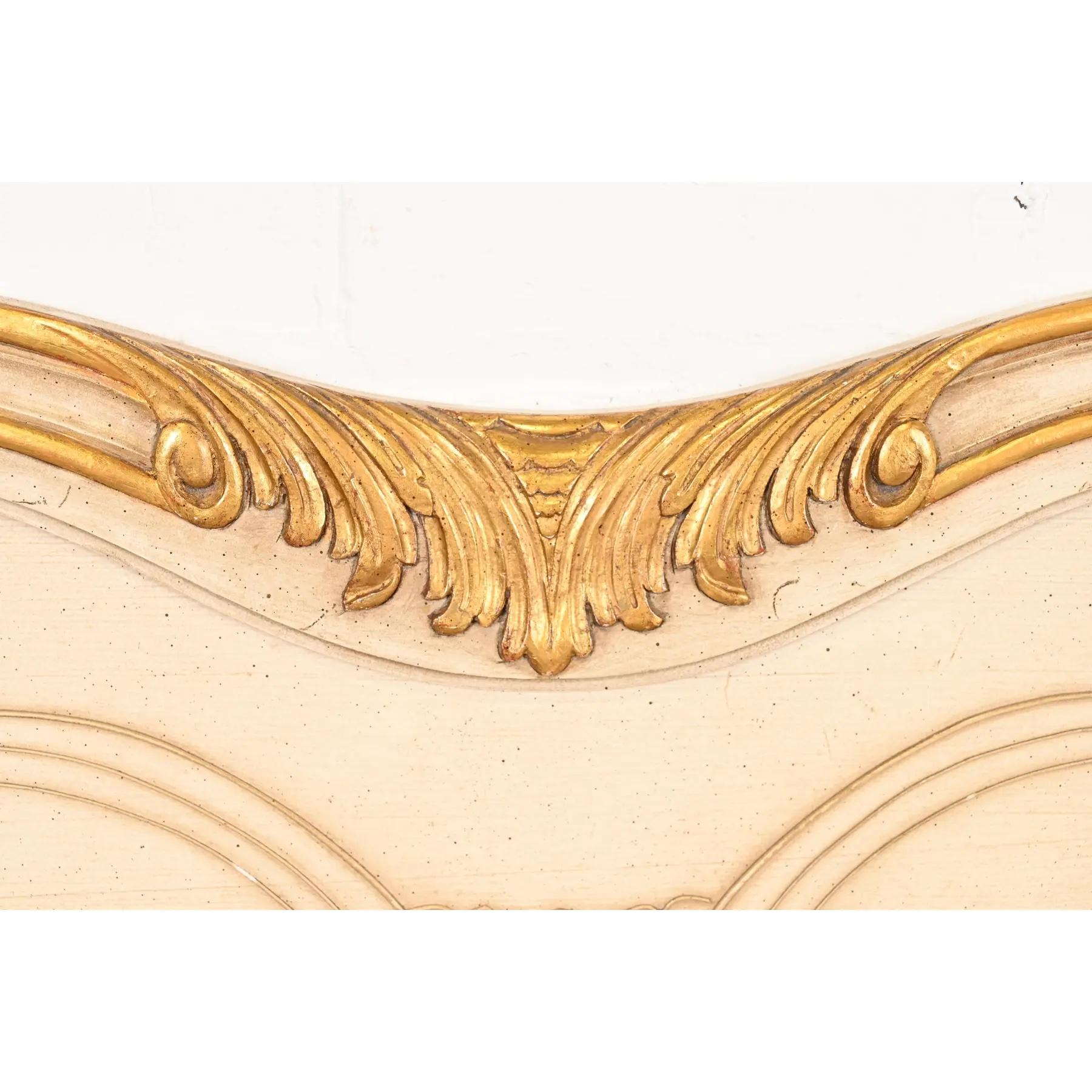 Cherry John Widdicomb French Provincial Louis XV Cream Lacquered King Size Headboard