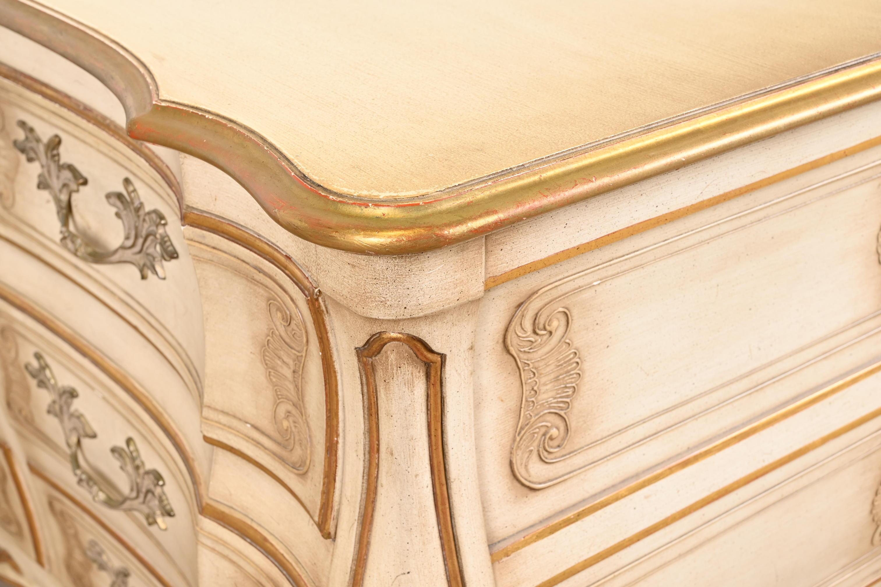 John Widdicomb French Provincial Louis XV Cream Lacquered Parcel Gilt Dresser For Sale 10
