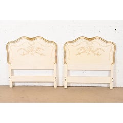 John Widdicomb French Provincial Louis XV Cream Lacquered Twin Sized Headboards