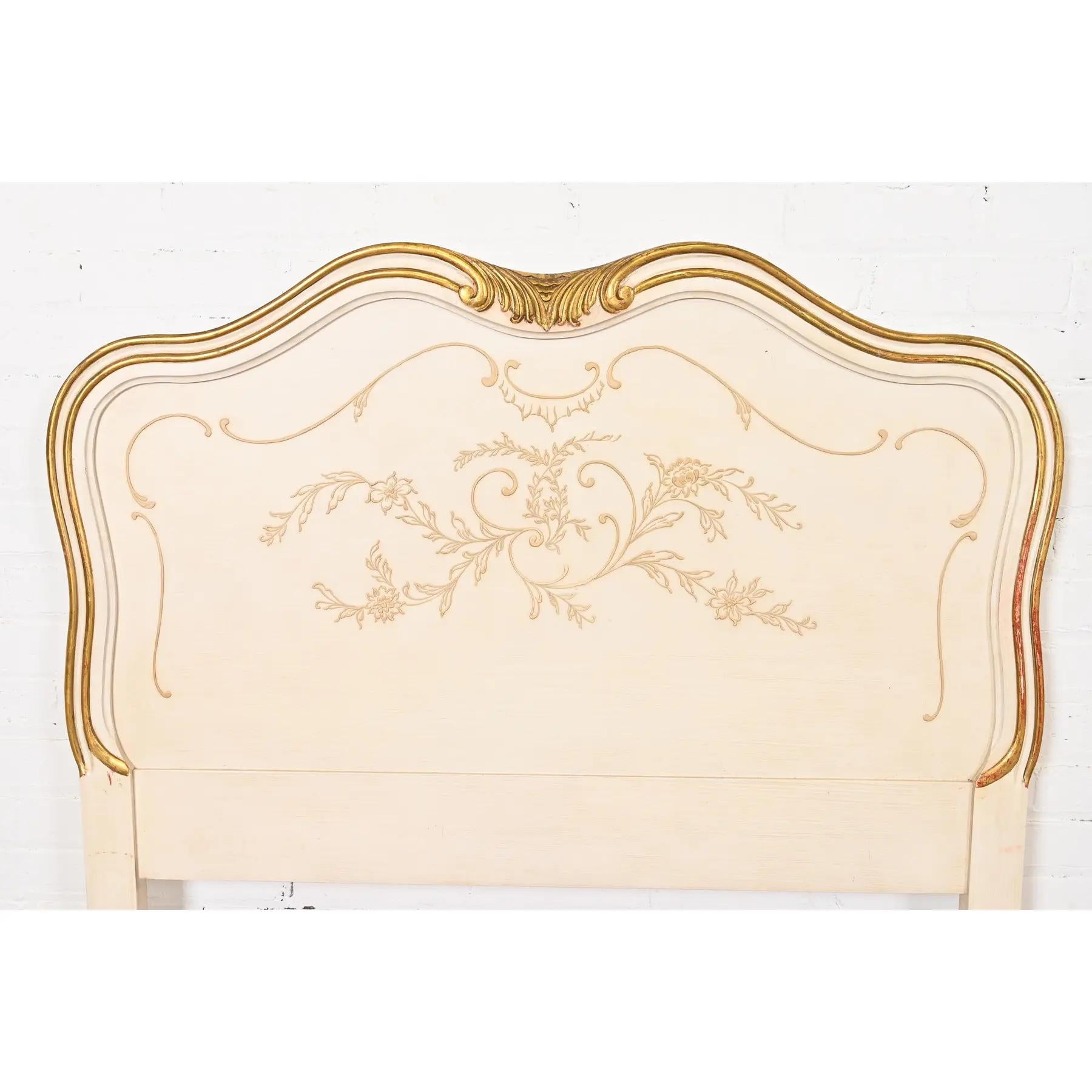 Cherry John Widdicomb French Provincial Louis XV Cream Lacquered Twin Sized Headboards For Sale