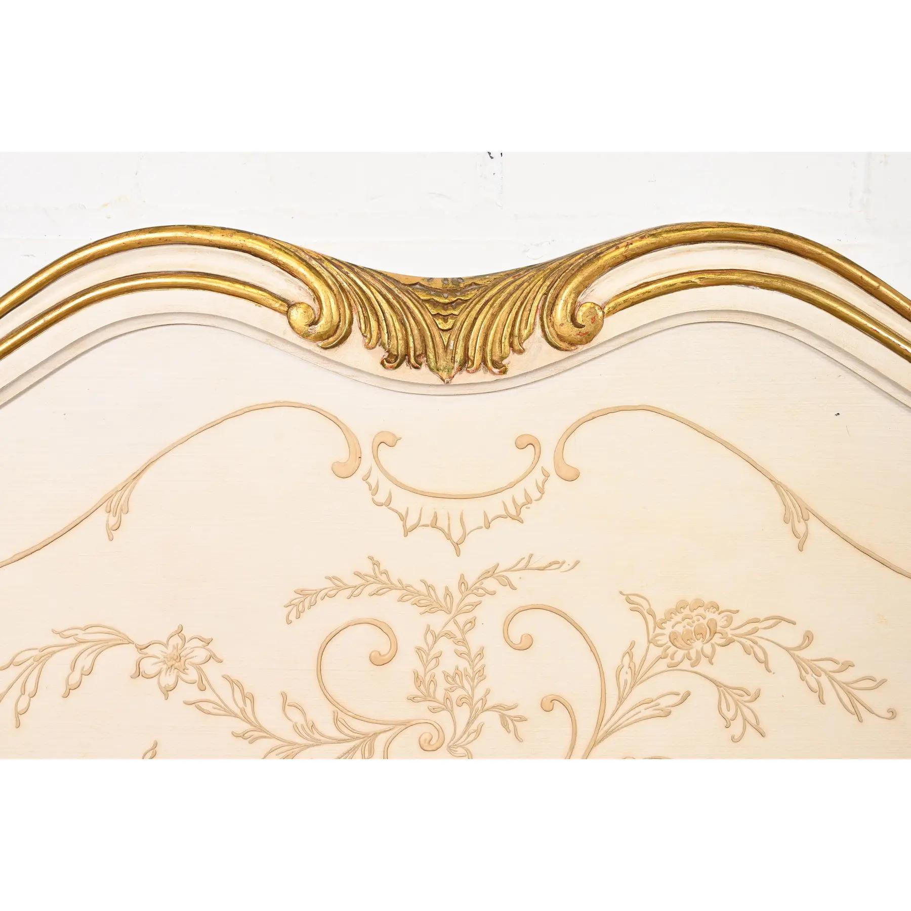 John Widdicomb French Provincial Louis XV Cream Lacquered Twin Sized Headboards For Sale 1
