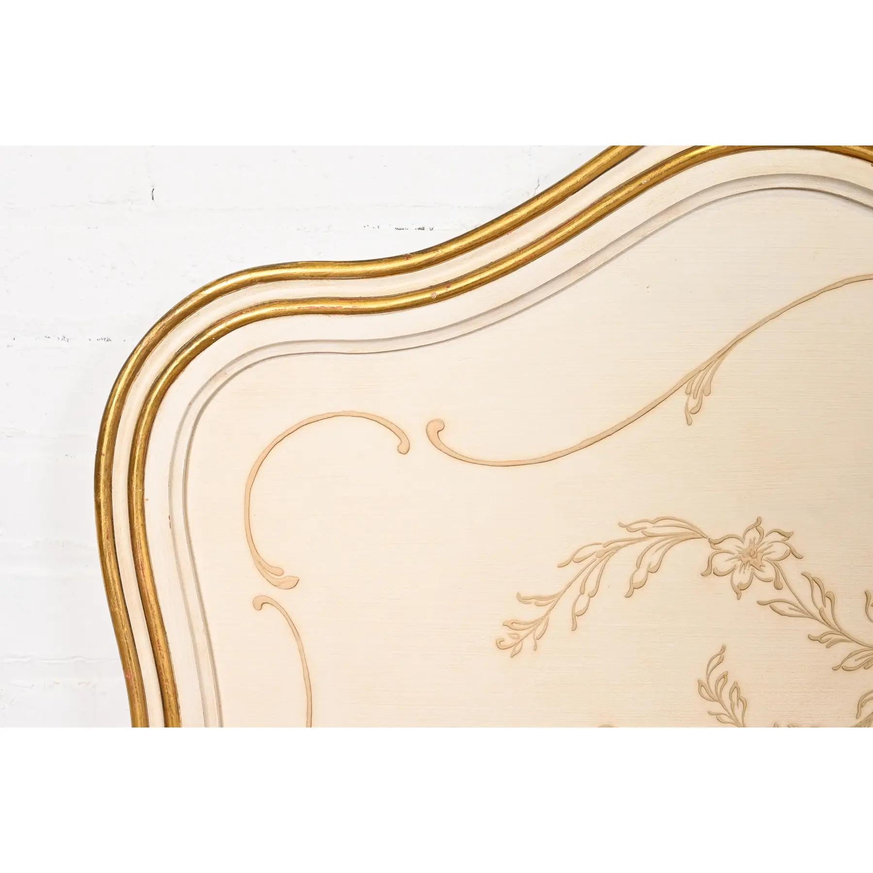 John Widdicomb French Provincial Louis XV Cream Lacquered Twin Sized Headboards For Sale 2