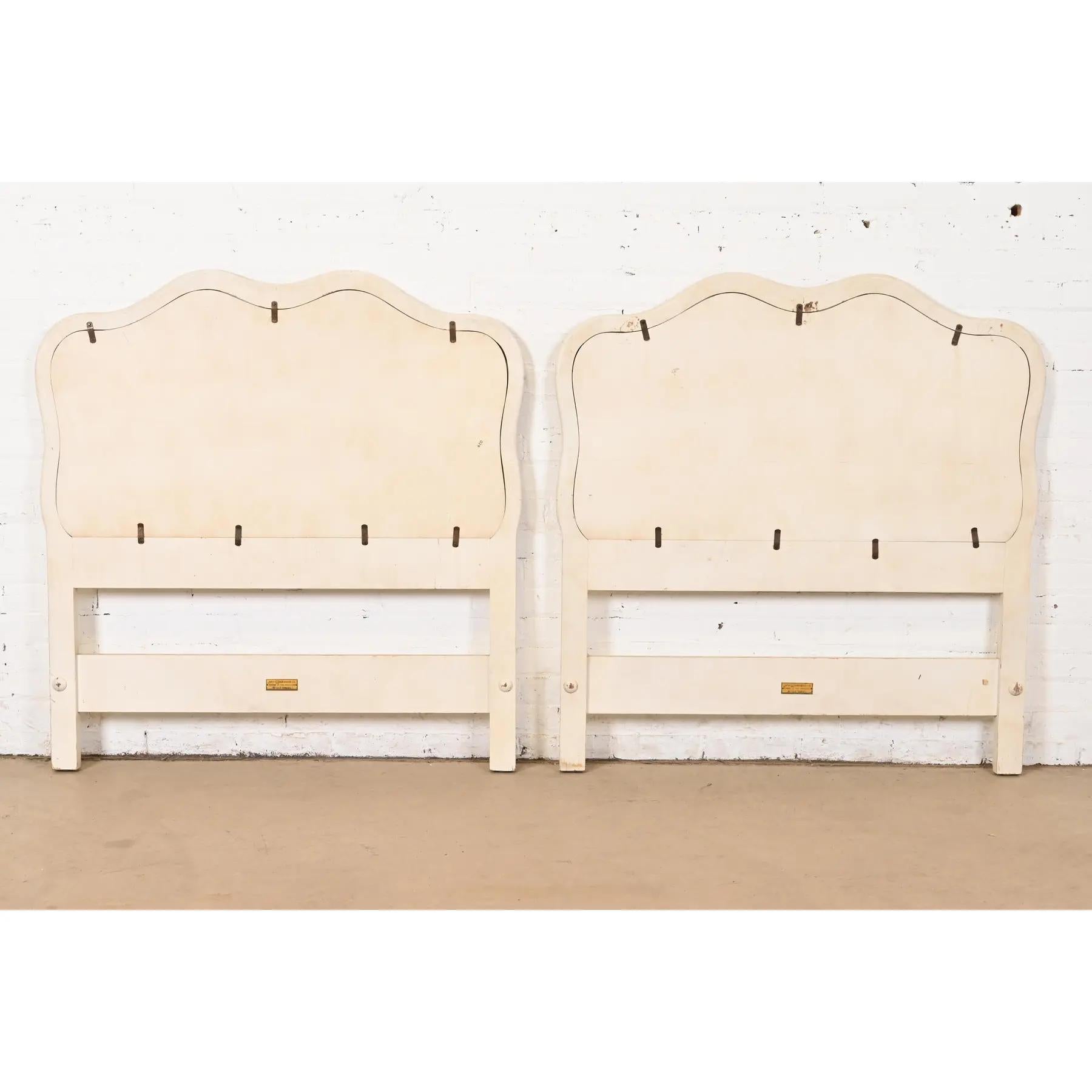 John Widdicomb French Provincial Louis XV Cream Lacquered Twin Sized Headboards For Sale 3