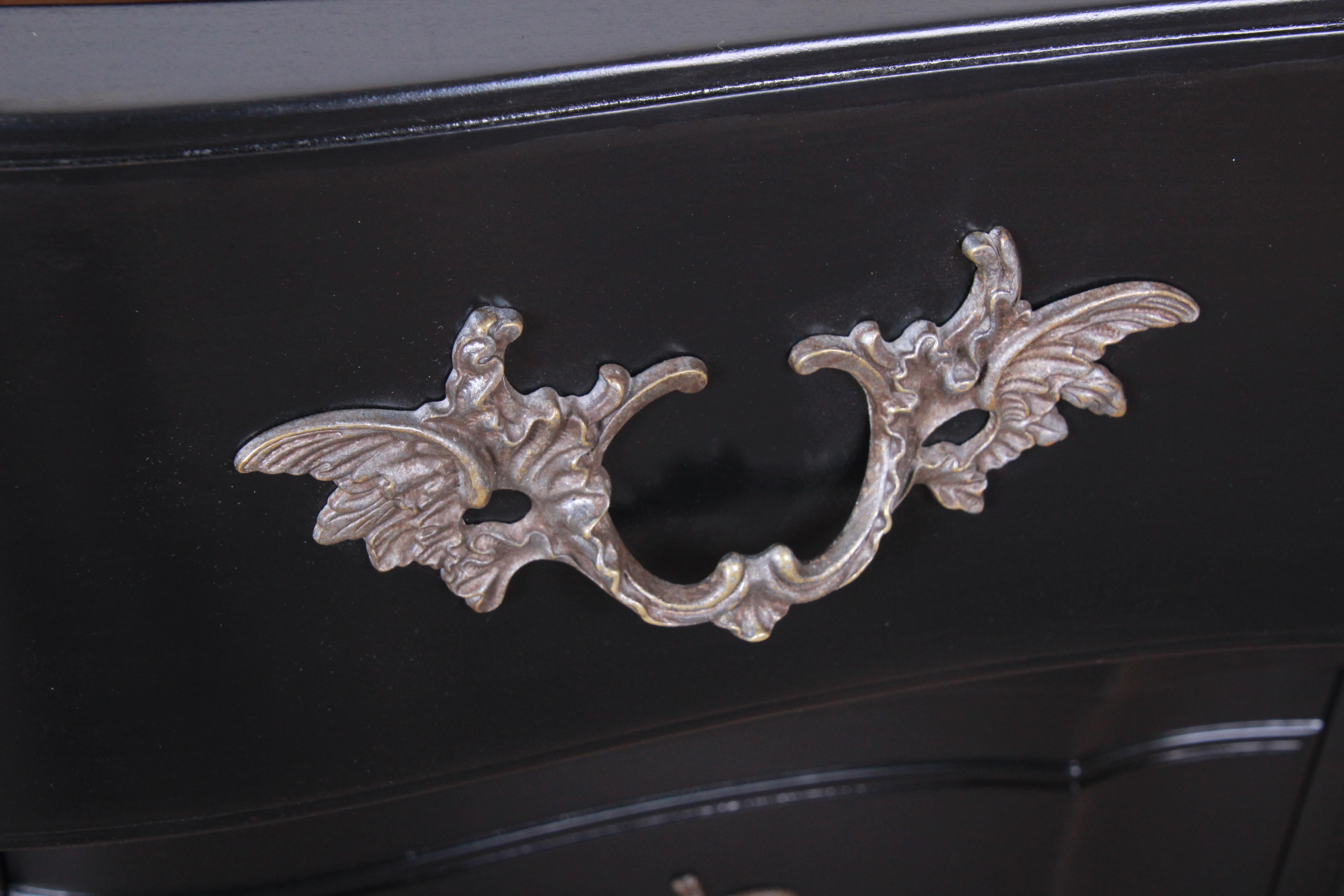 John Widdicomb French Provincial Louis XV Ebonized Dresser, Newly Refinished 2