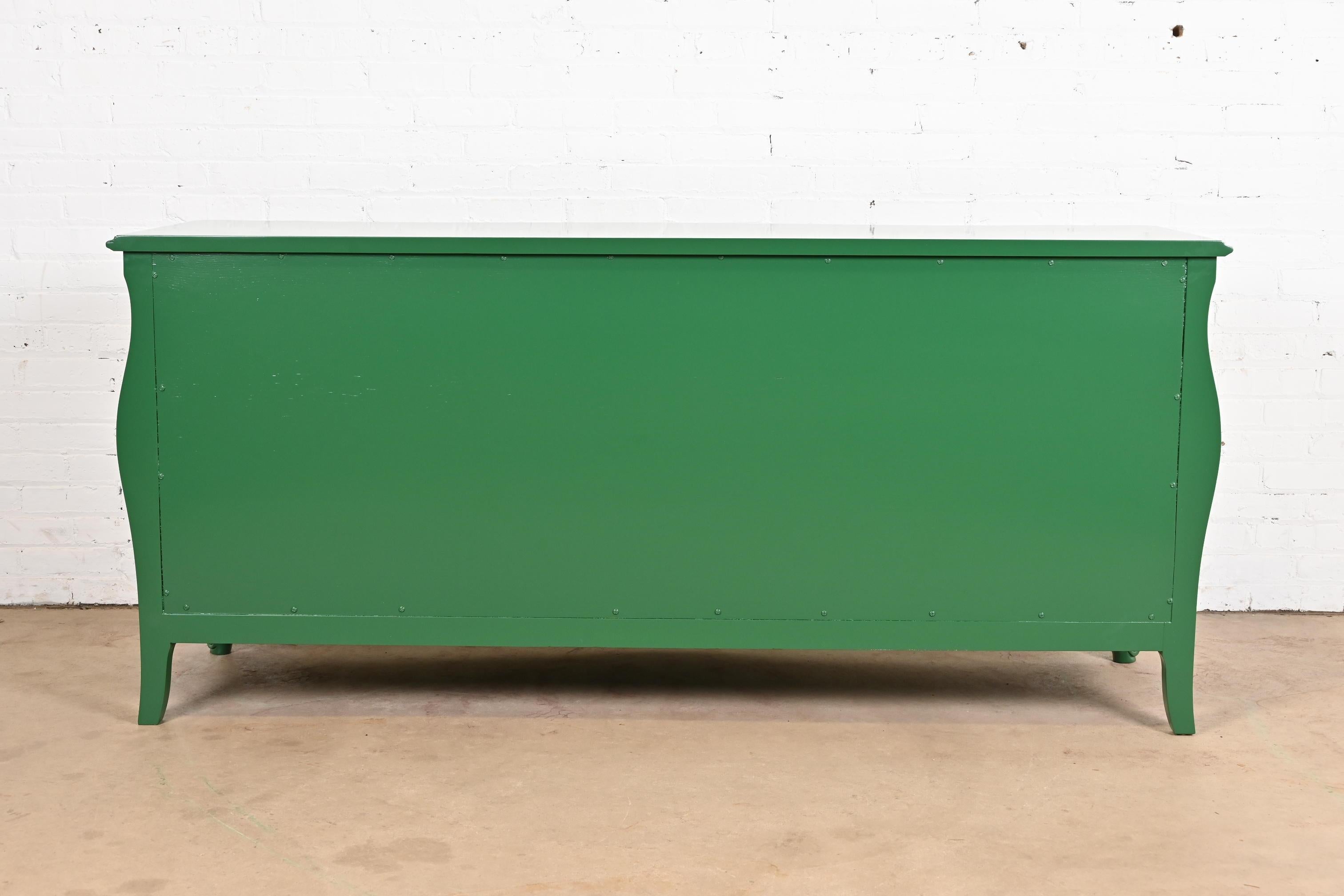 John Widdicomb French Provincial Louis XV Green Lacquered Triple Dresser For Sale 6
