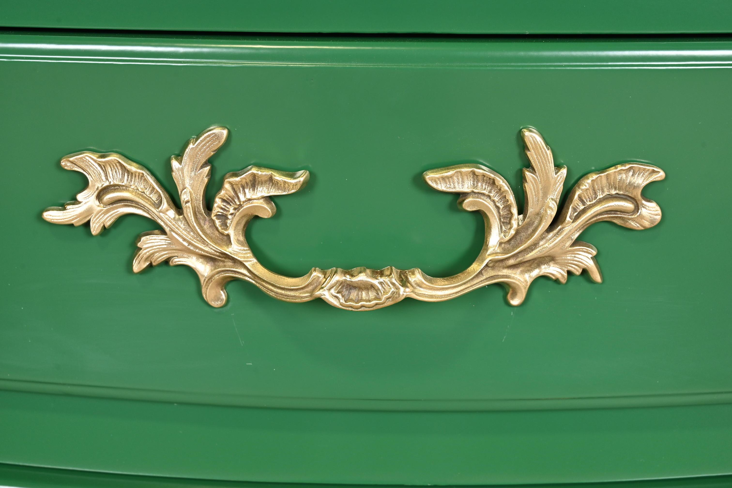 John Widdicomb French Provincial Louis XV Green Lacquered Triple Dresser For Sale 1