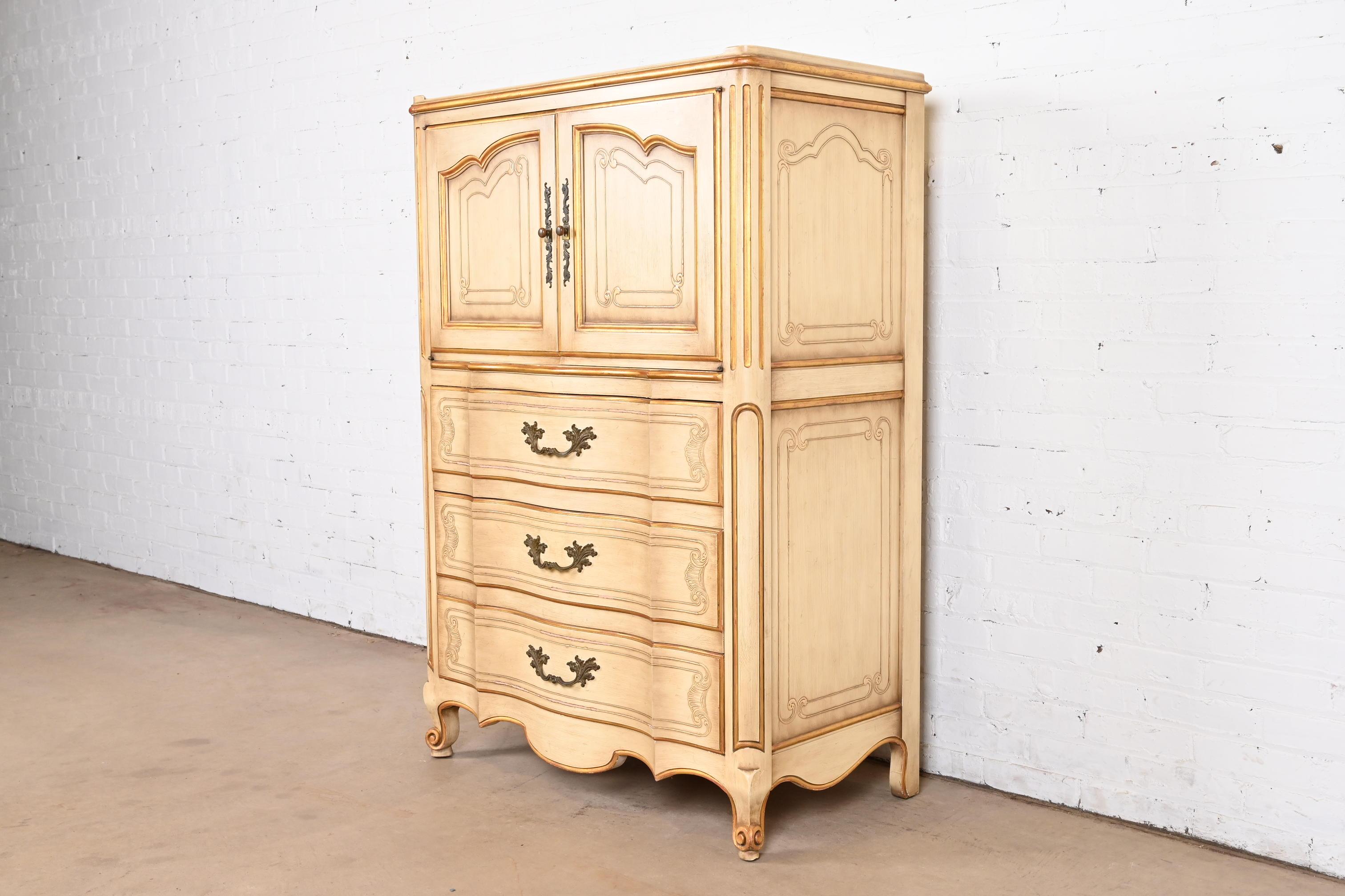 John Widdicomb French Provincial Louis XV Highboy Dresser, 1950s In Good Condition For Sale In South Bend, IN