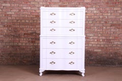 John Widdicomb French Provincial Louis XV Lacquered Highboy Dresser, Refinished