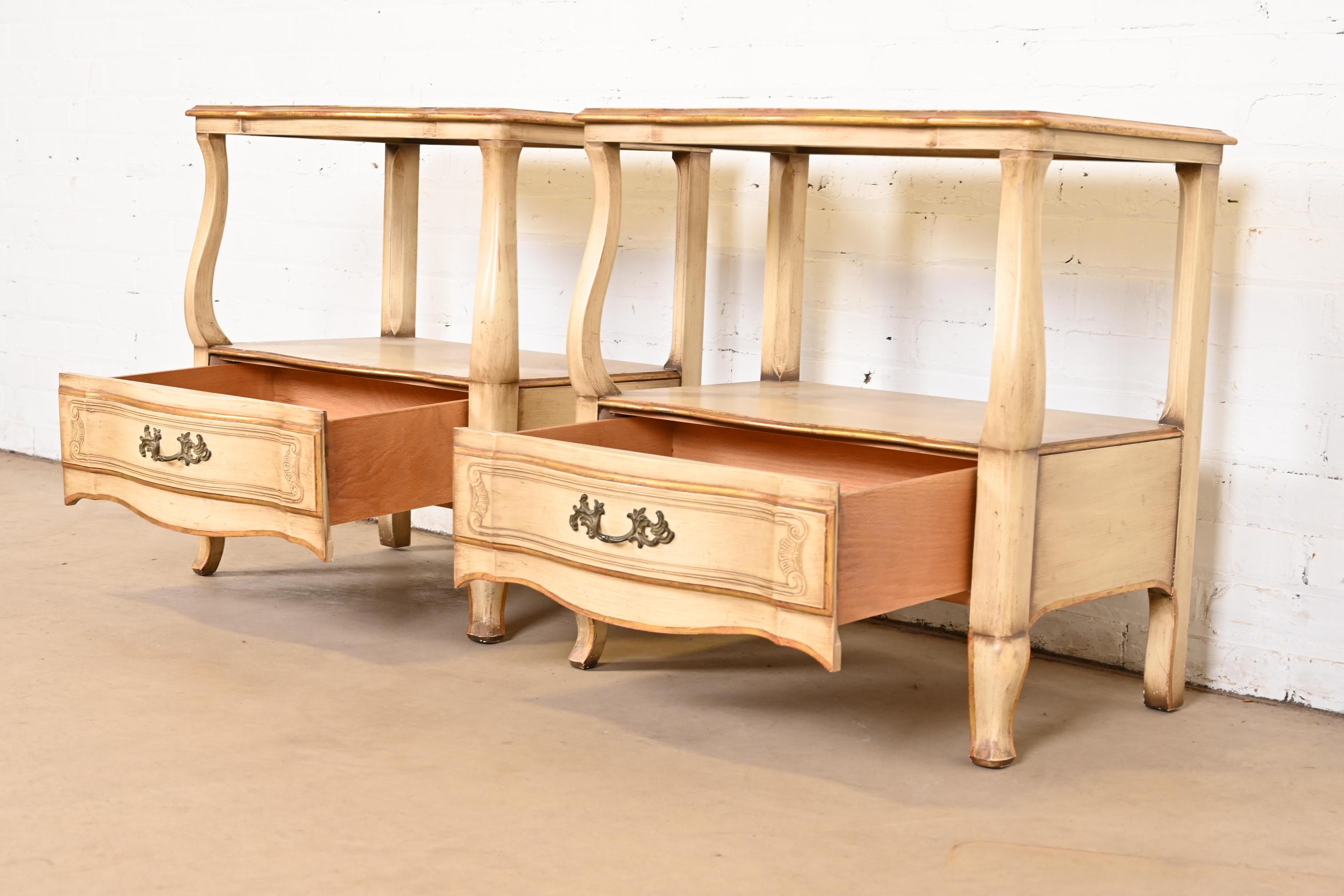 John Widdicomb French Provincial Louis XV Nightstands, 1950s For Sale 3