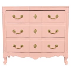 John Widdicomb French Provincial Louis XV Pink Lacquered Chest of Drawers