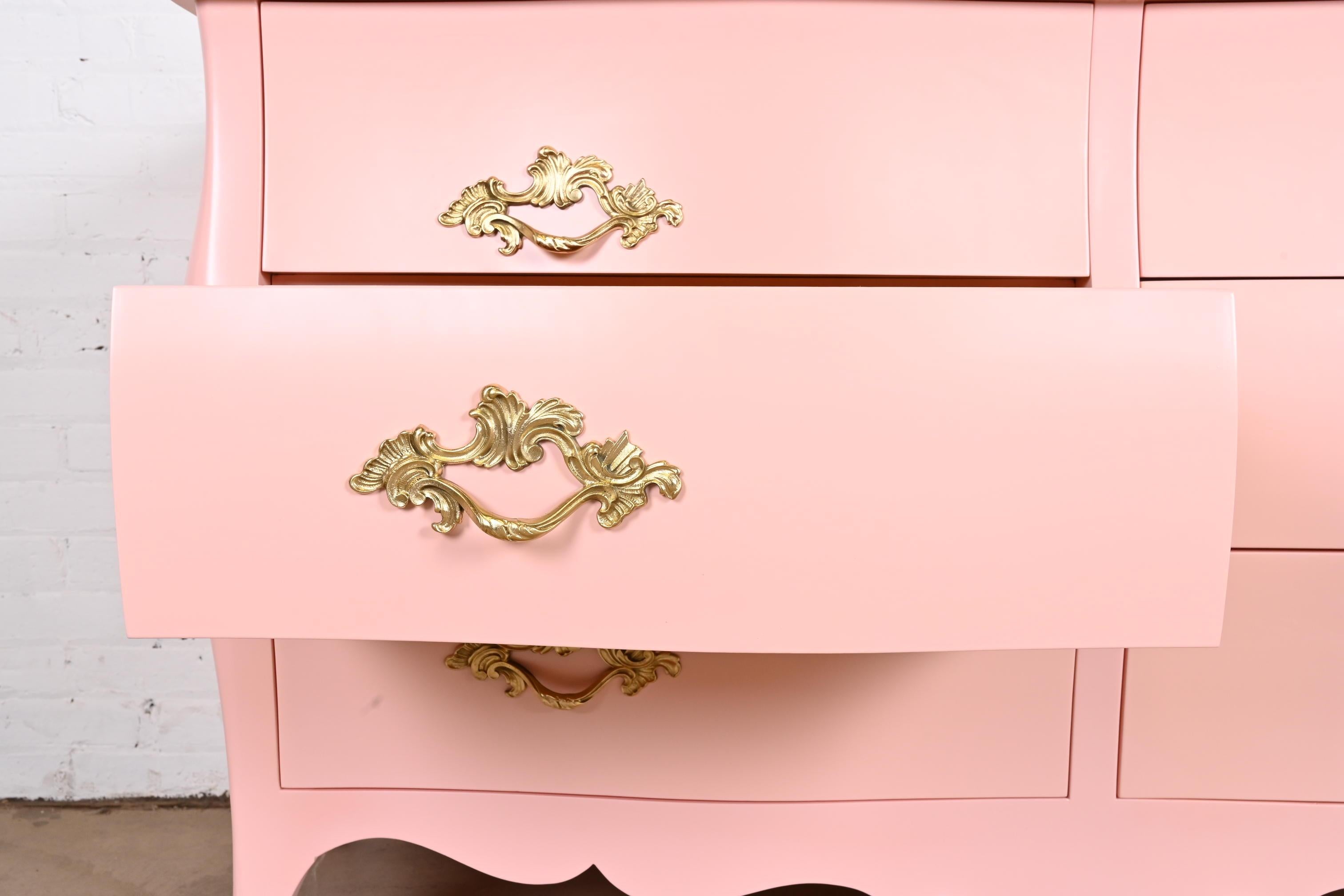 John Widdicomb French Provincial Louis XV Pink Lacquered Dresser, Refinished For Sale 6