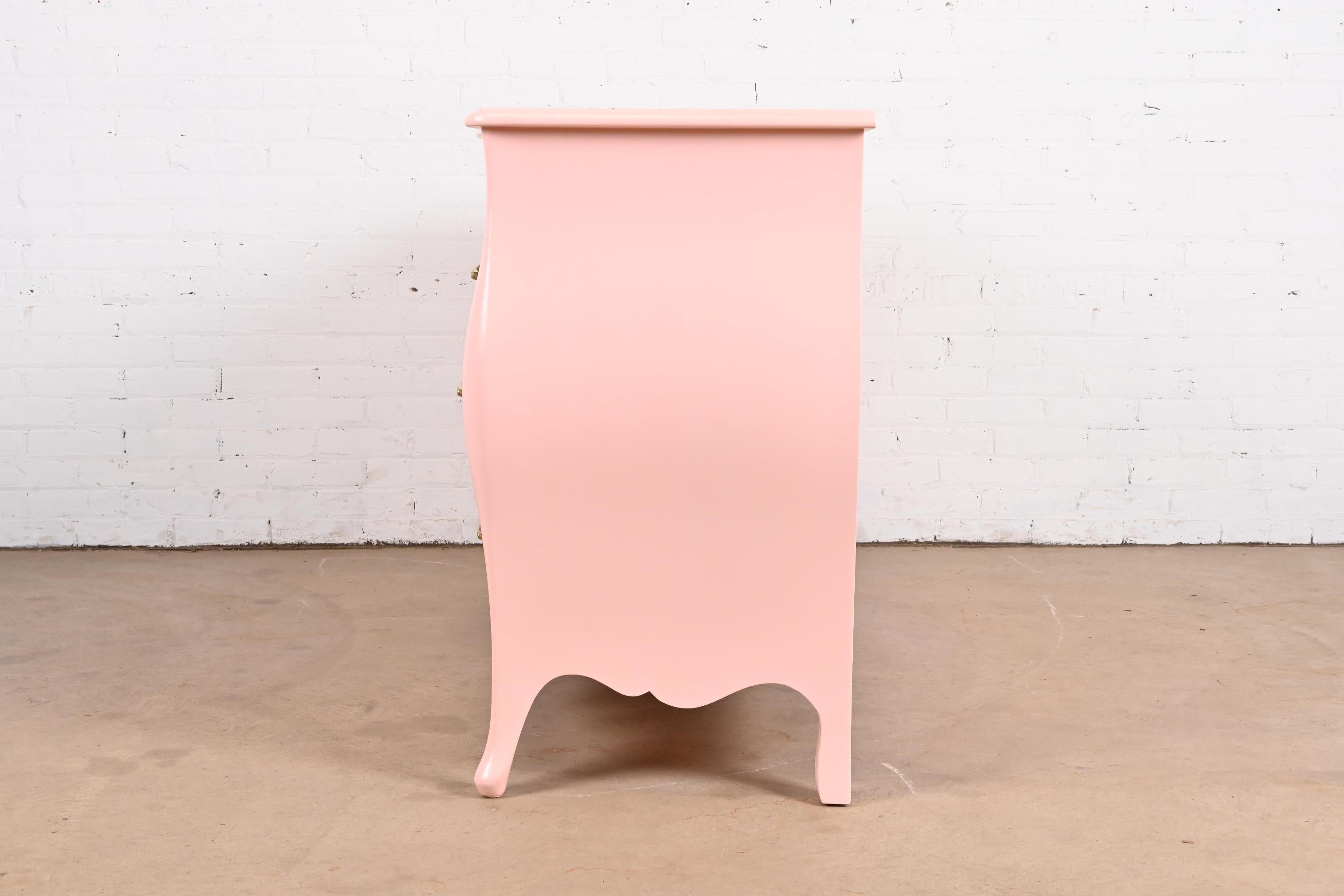 John Widdicomb French Provincial Louis XV Pink Lacquered Dresser, Refinished For Sale 11