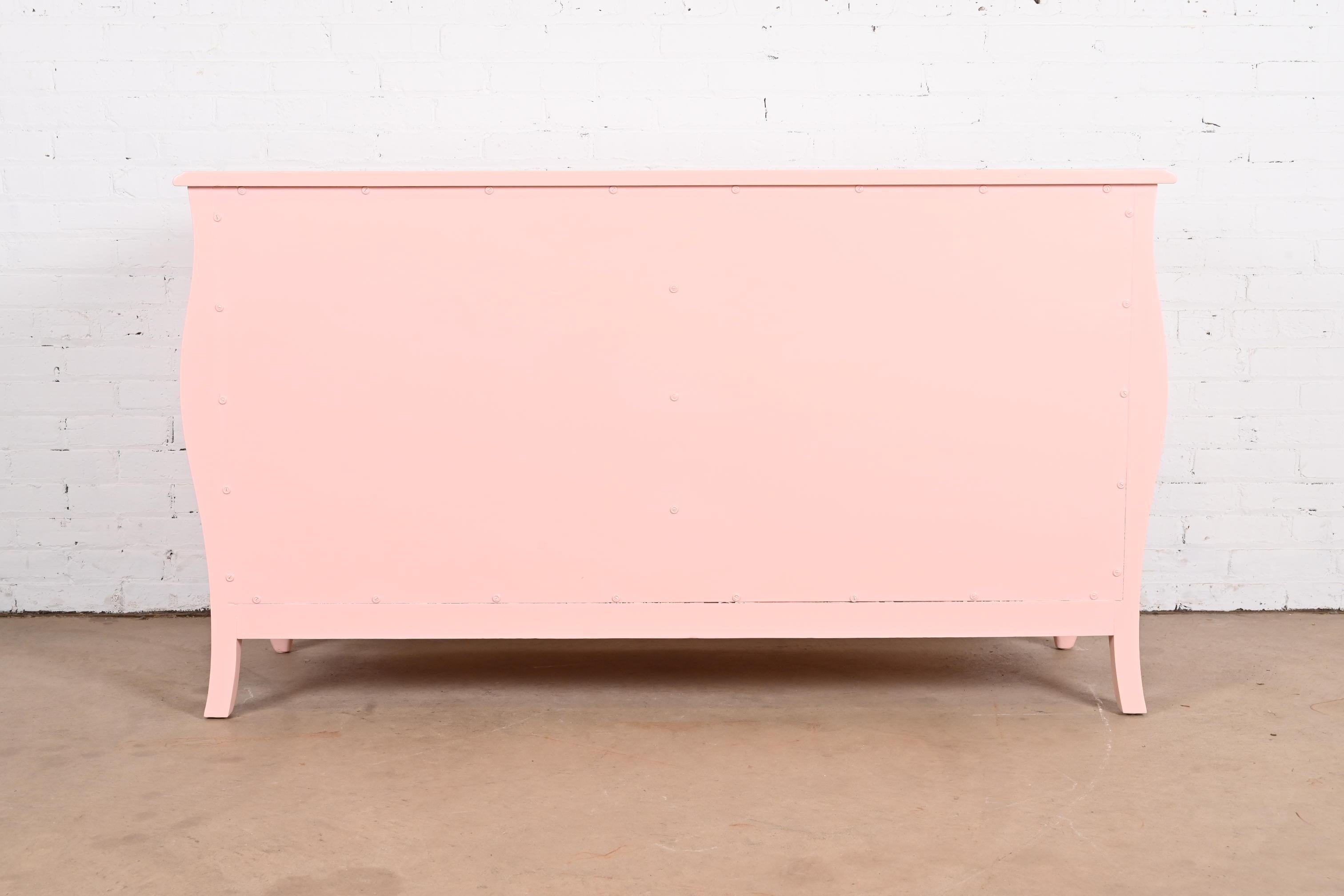 John Widdicomb French Provincial Louis XV Pink Lacquered Dresser, Refinished For Sale 12