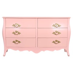 John Widdicomb French Provincial Louis XV Pink Lacquered Dresser, Refinished