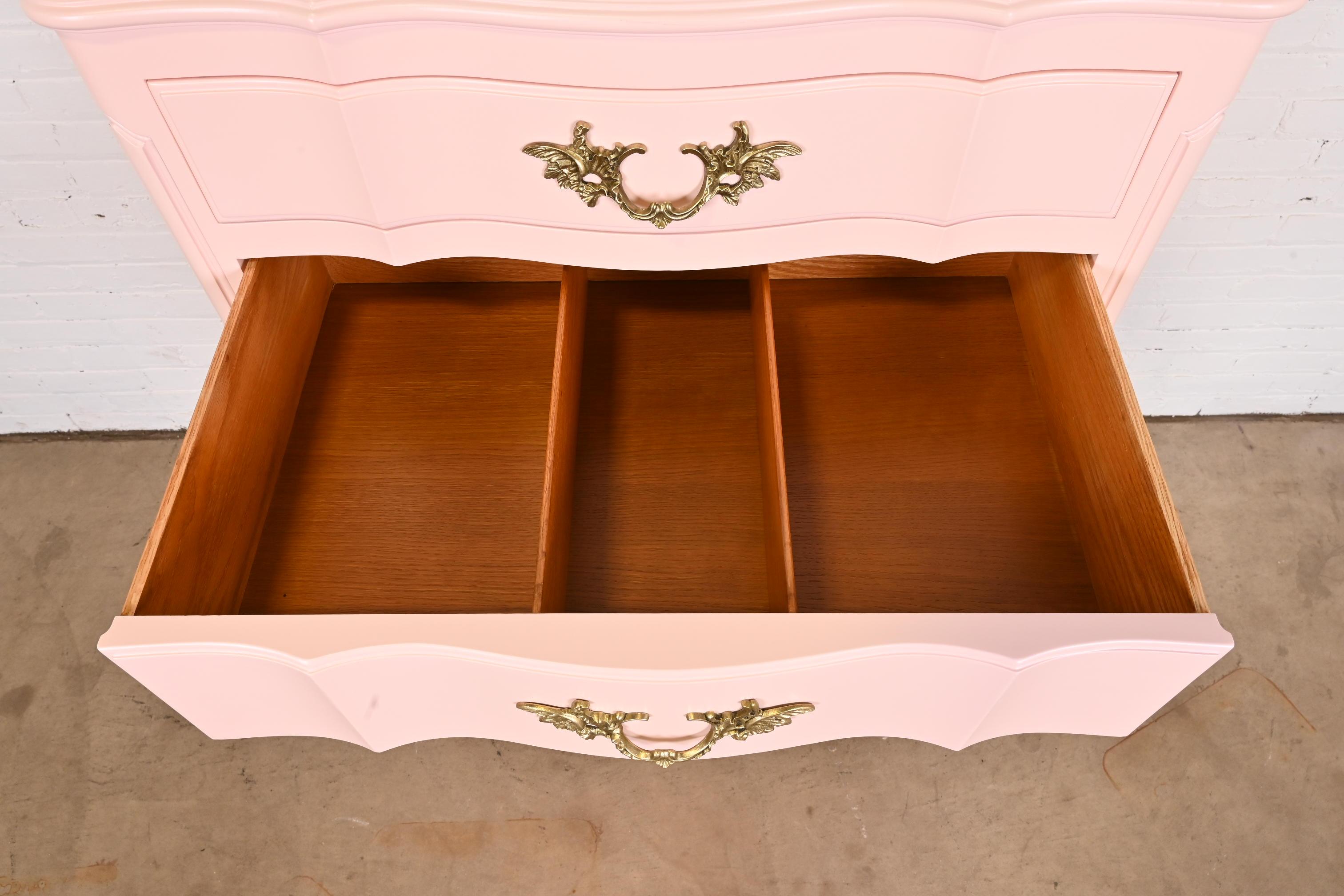 John Widdicomb French Provincial Louis XV Pink Lacquered Highboy Dresser 2