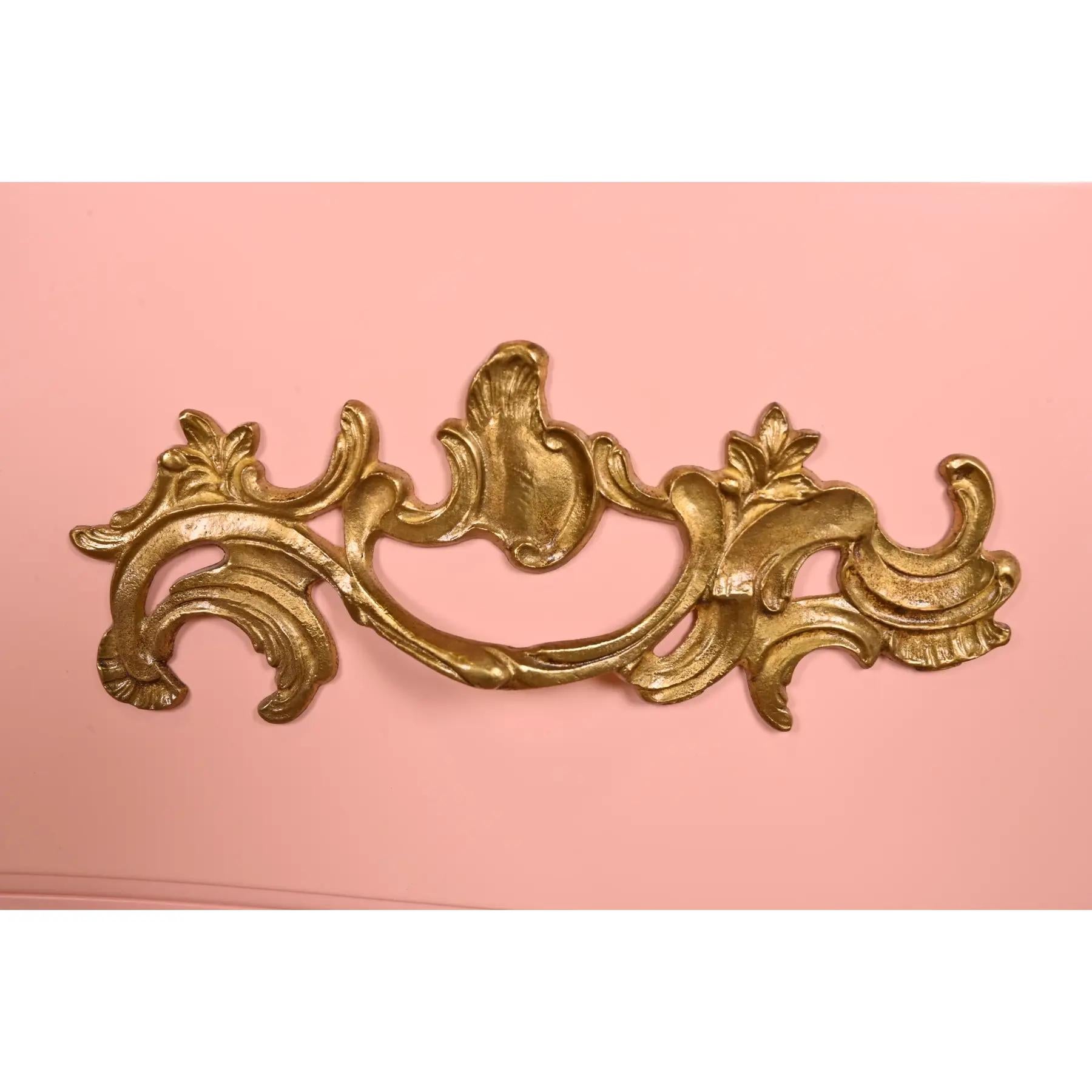 John Widdicomb French Provincial Louis XV Pink Lacquered Six-Drawer Dresser For Sale 2