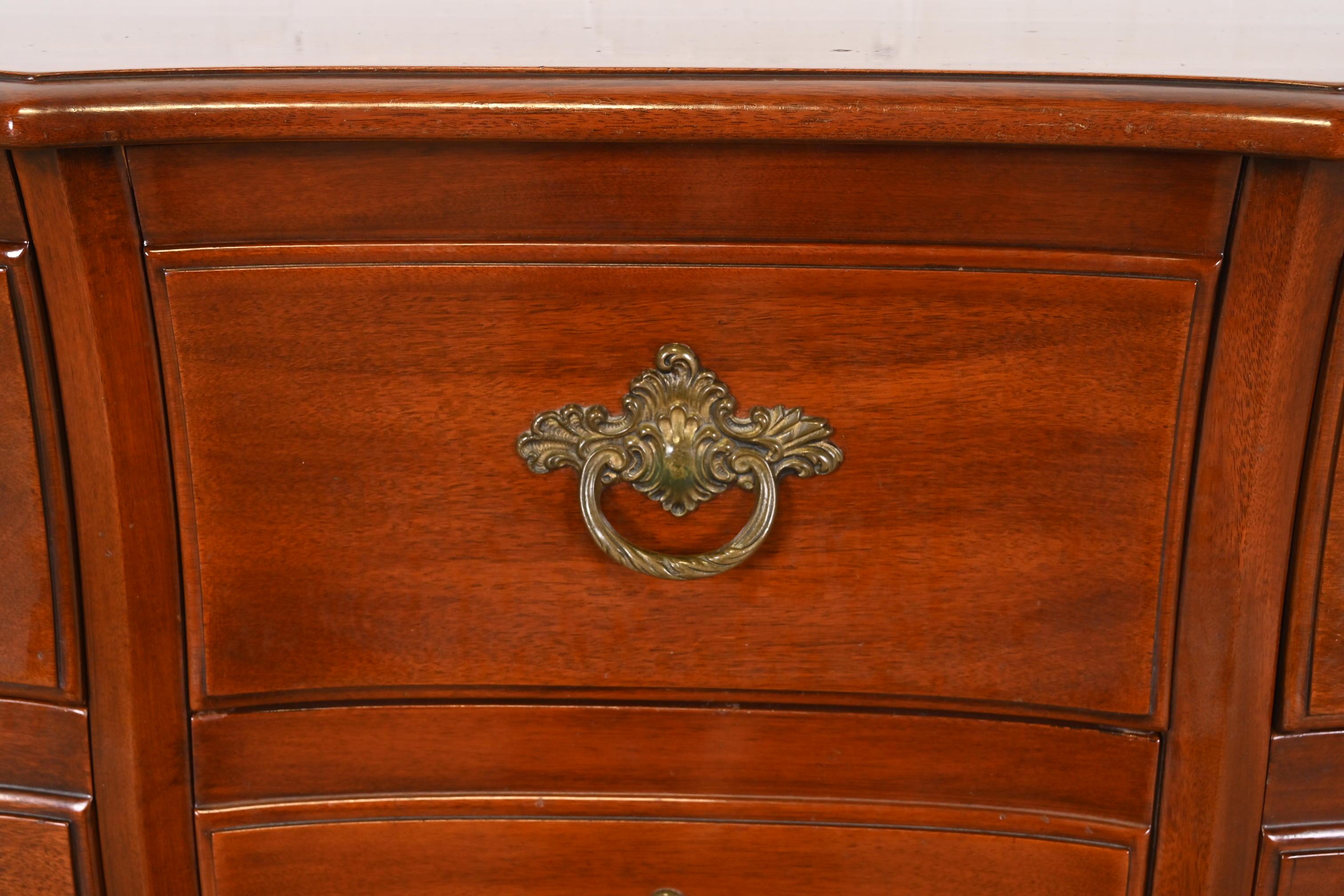 Mid-20th Century John Widdicomb French Provincial Louis XV Solid Mahogany Nine-Drawer Dresser For Sale