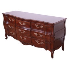 John Widdicomb French Provincial Louis XV Solid Walnut Triple Dresser, 1960s